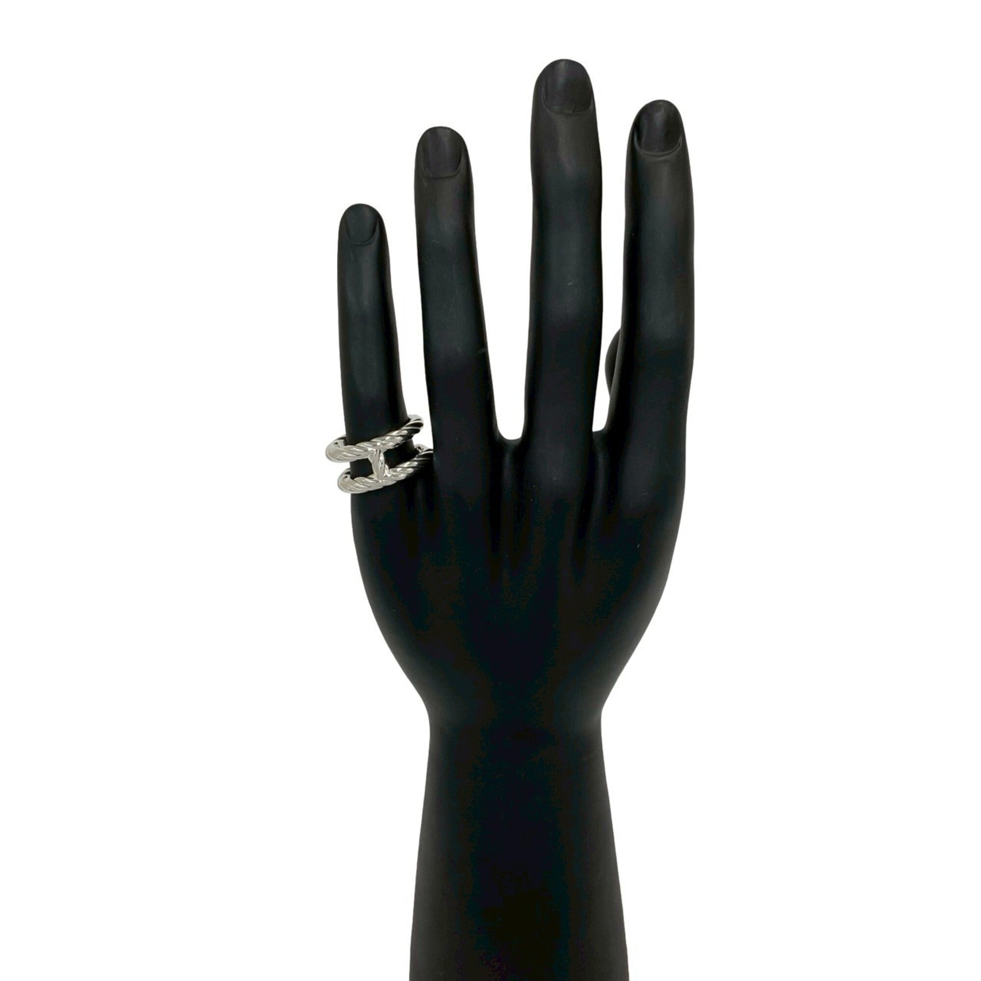 Hermes Silver Silver 925 Band Ring (Pre-Owned)