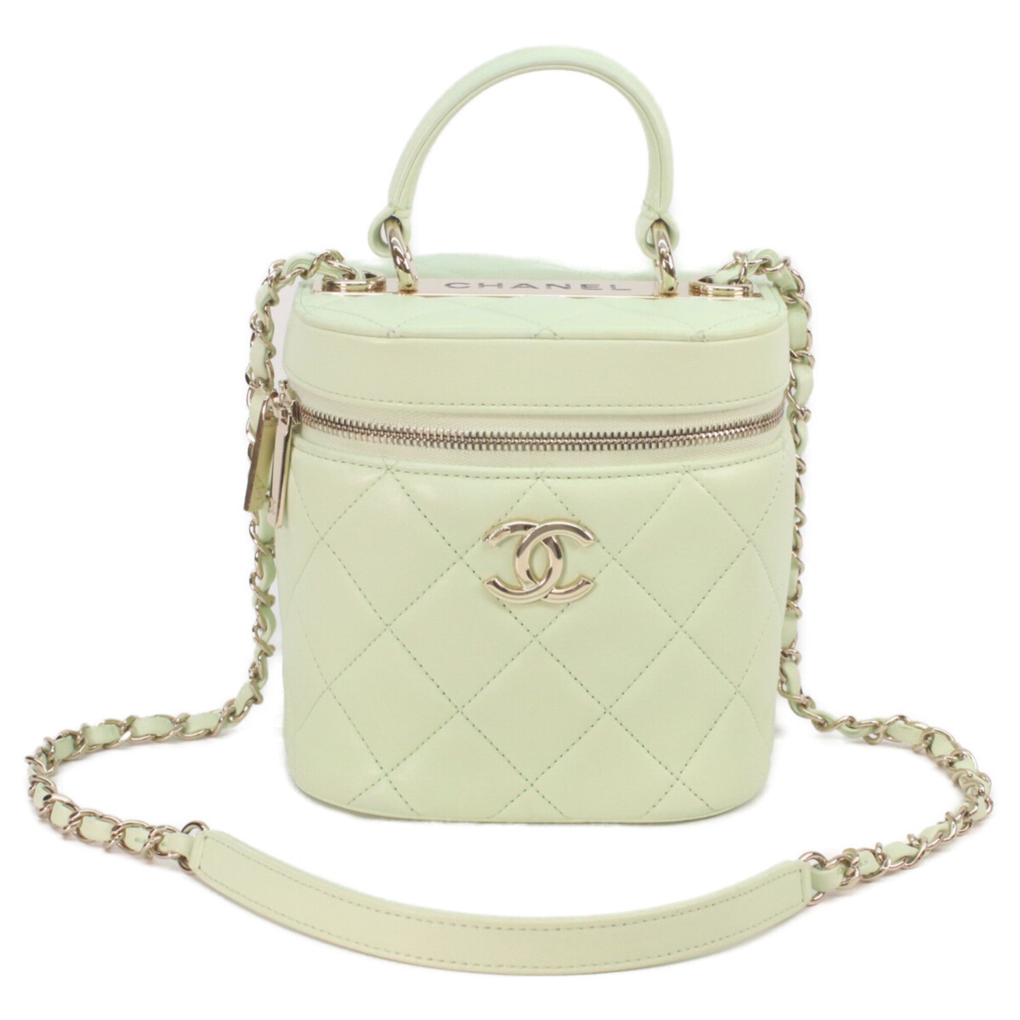Chanel Lime Green Leather Shoulder Bag (Pre-Owned)