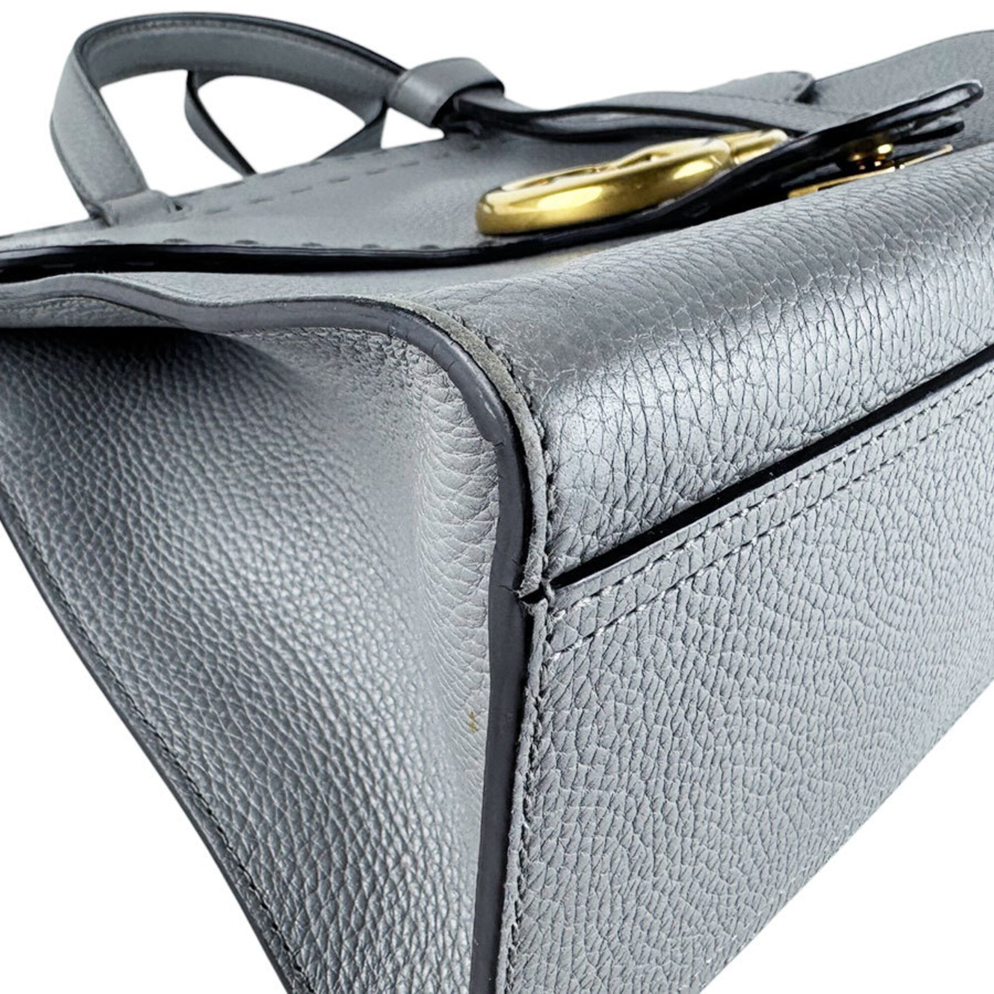 Gucci Gray Leather Handbag Shoulder Bag (Pre-Owned)