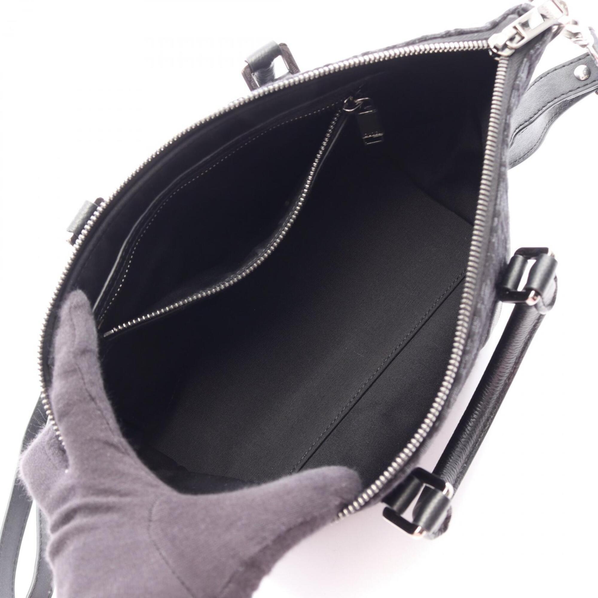 Christian Dior Black Navy Canvas Leather Handbag Weekend Bag (Pre-Owned)