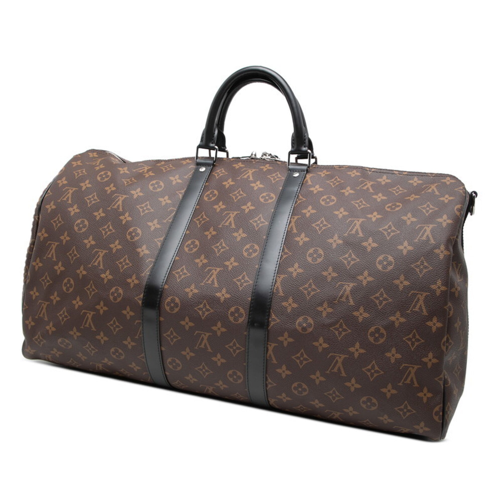 Louis Vuitton Black Brown Pvc Leather Boston Bag Shoulder Bag (Pre-Owned)