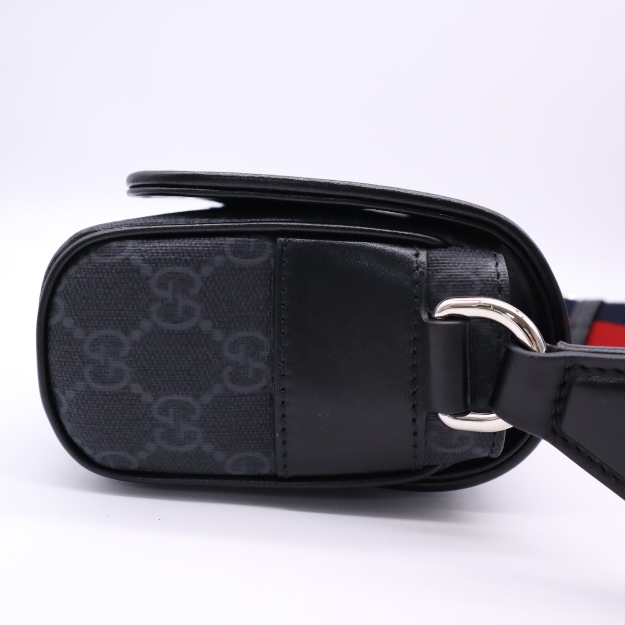 Gucci Black Gray Coated Canvas Leather Crossbody Bag Shoulder Bag (Pre-Owned)