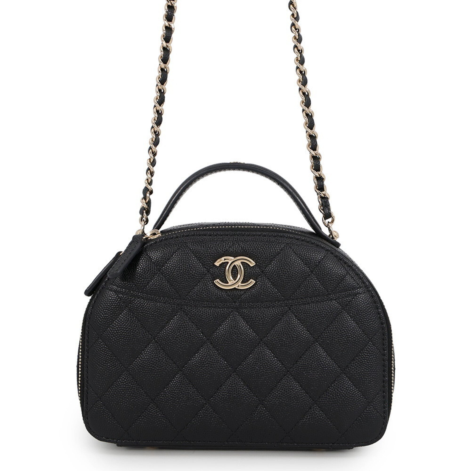 Chanel Matelasse Black Grained Calfskin Handbag Shoulder Bag (Pre-Owned)