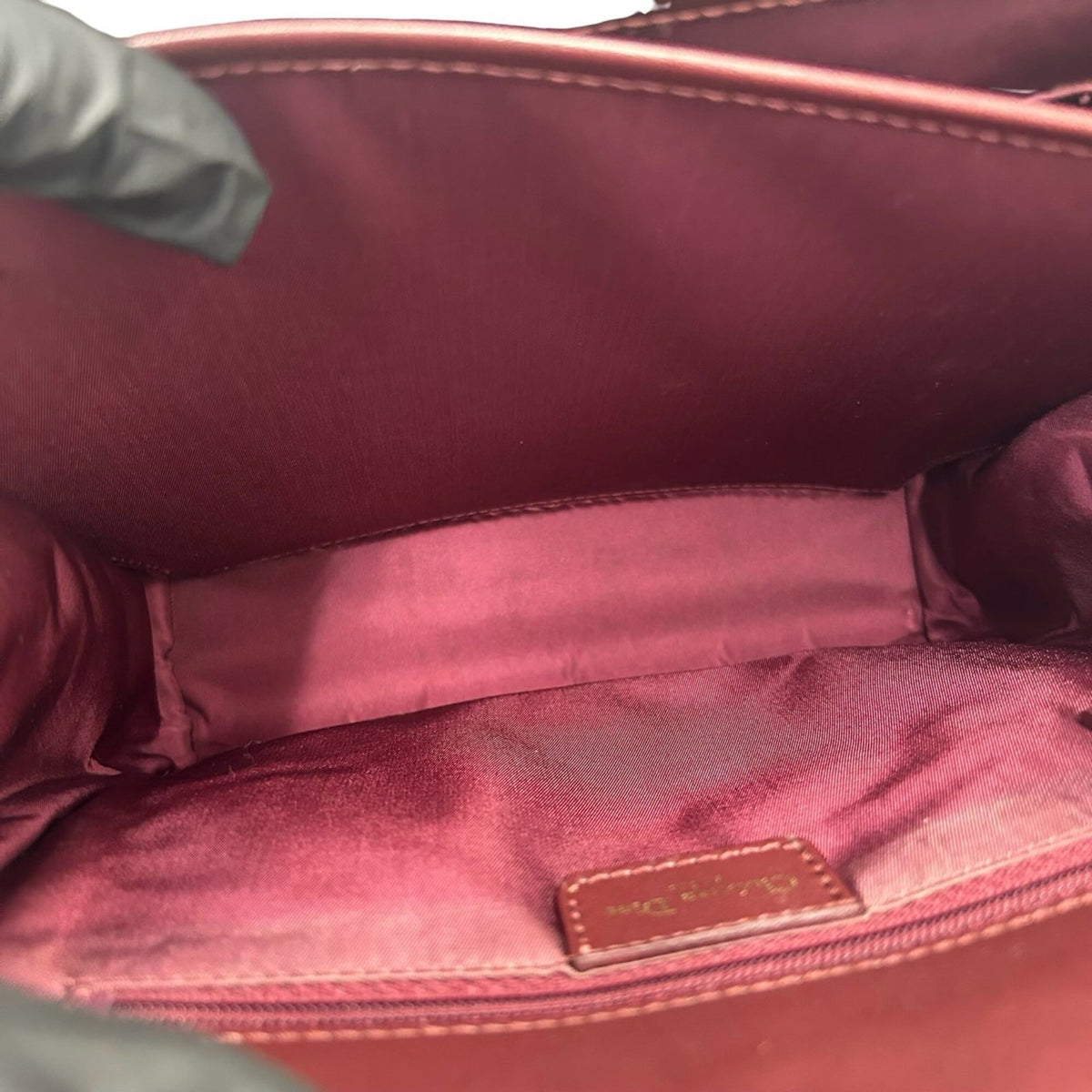 Christian Dior Red Color Canvas Leather Handbag (Pre-Owned)