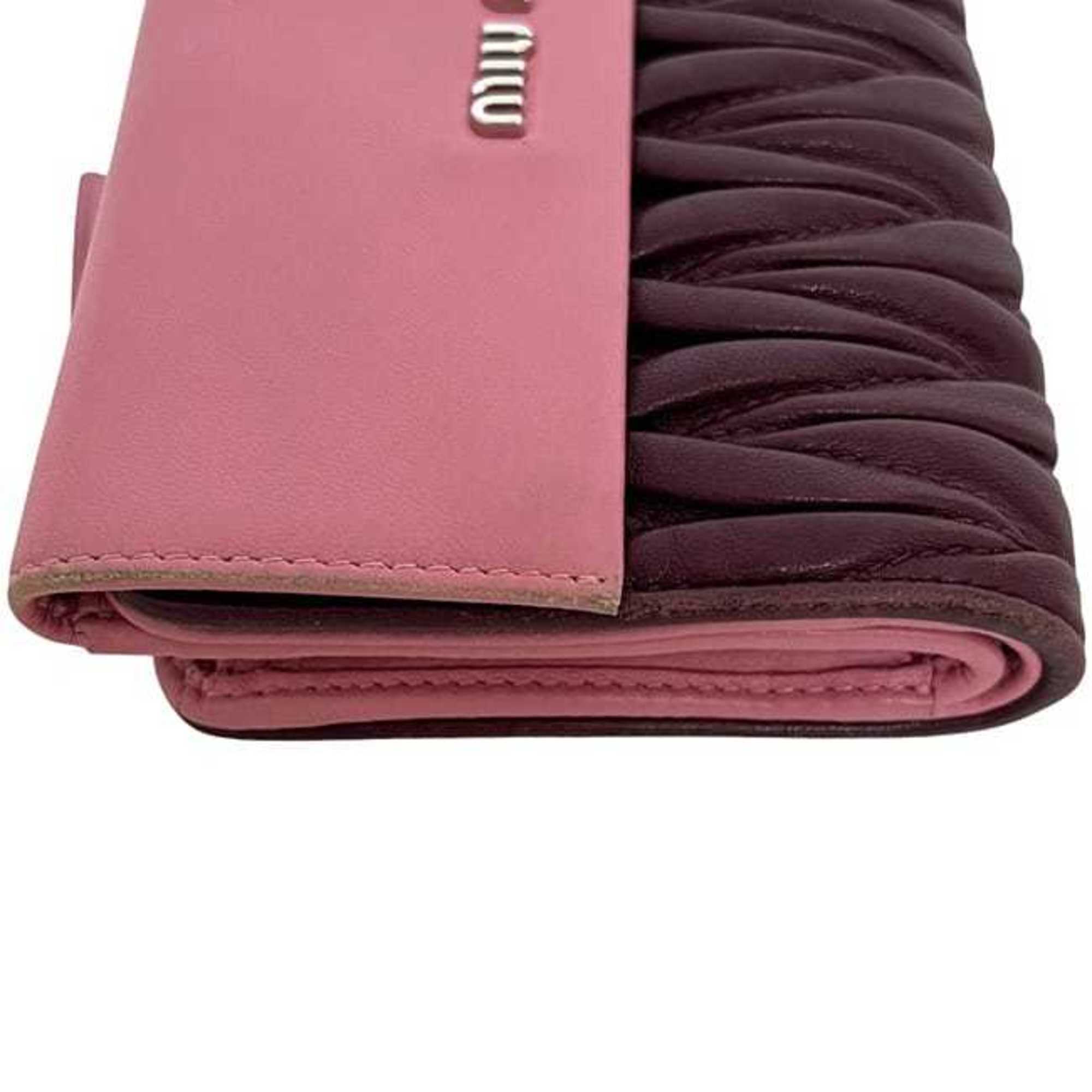 Miu Miu Bordeaux Pink Leather Wallet (Tri-Fold) (Pre-Owned)