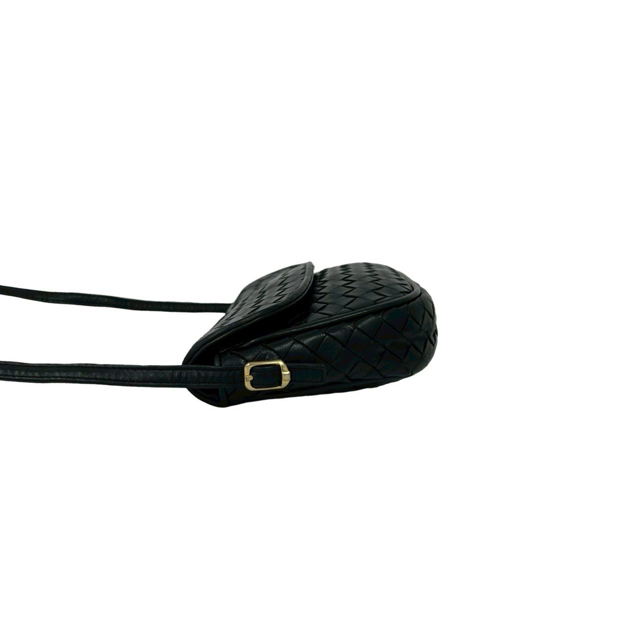 Bottega Veneta Black Leather Pochette Shoulder Bag (Pre-Owned)