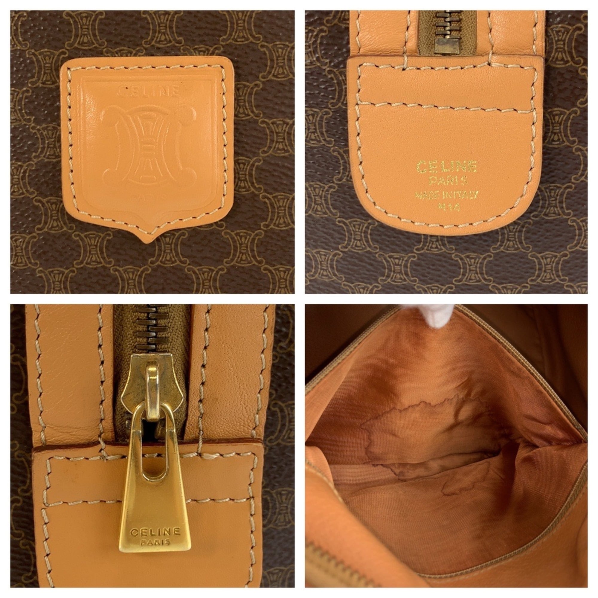 Celine Brown Leather Pvc Boston Bag Handbag (Pre-Owned)