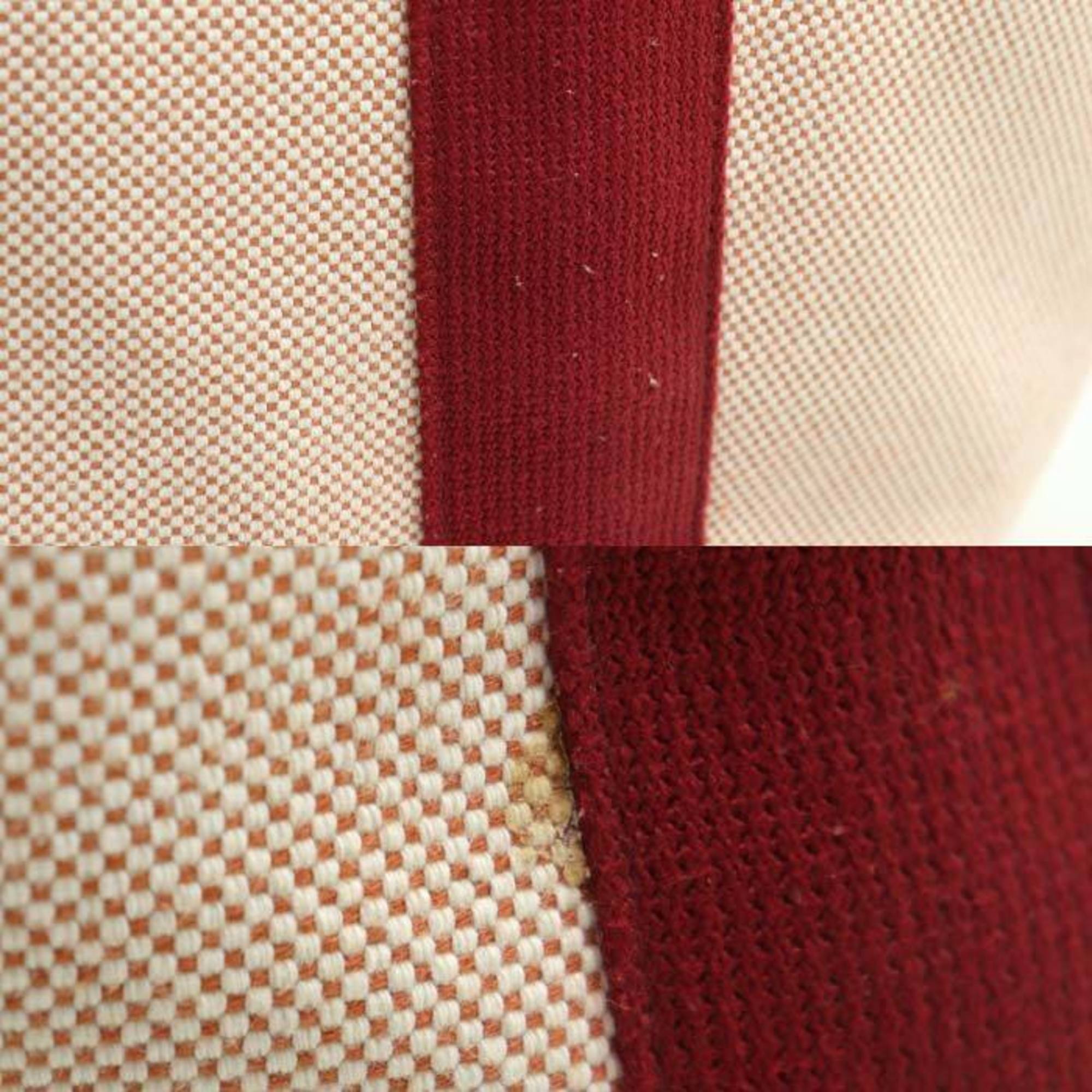 Hermes Red Color Canvas Toile H Tote Bag (Pre-Owned)