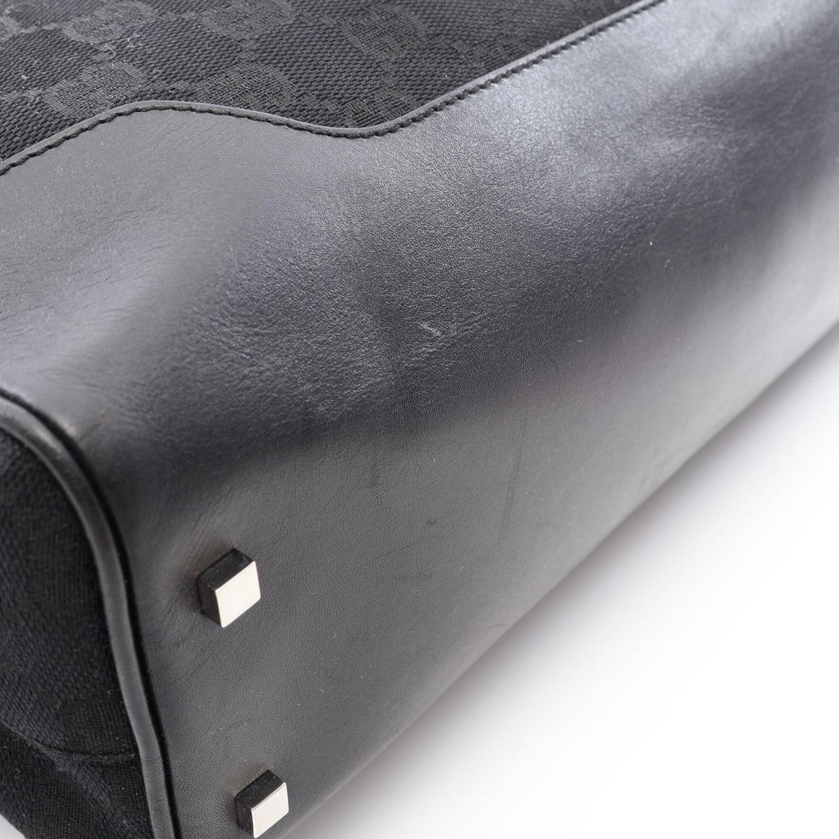 Gucci Gg Canvas Black Gg Canvas Leather Handbag (Pre-Owned)