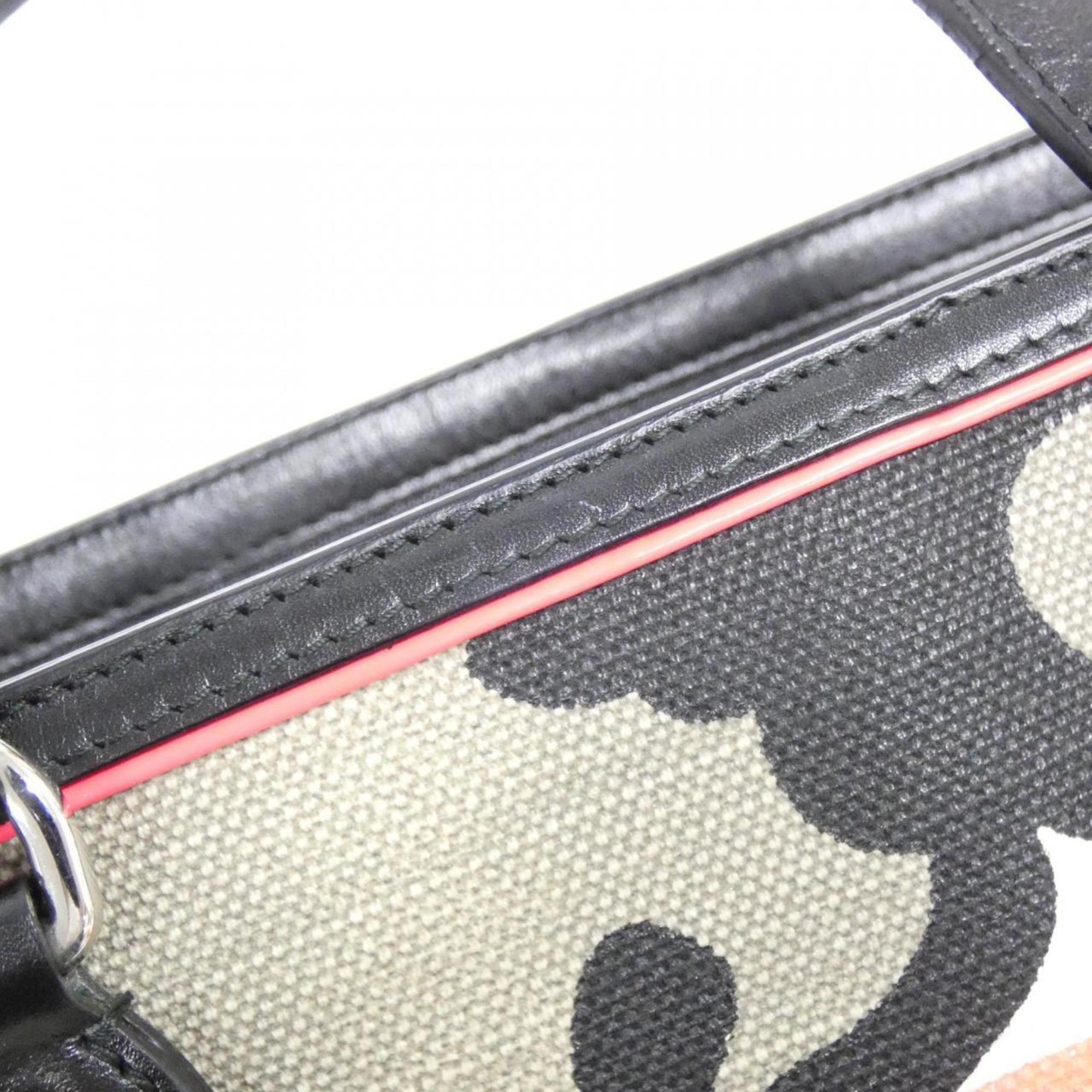 Christian Dior Black Multi-Color Pink Canvas Handbag (Pre-Owned)