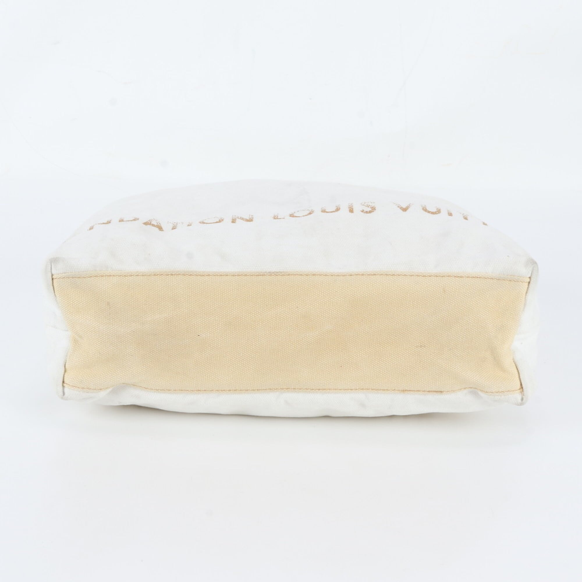 Louis Vuitton Beige White Shoulder Bag Tote Bag (Pre-Owned)