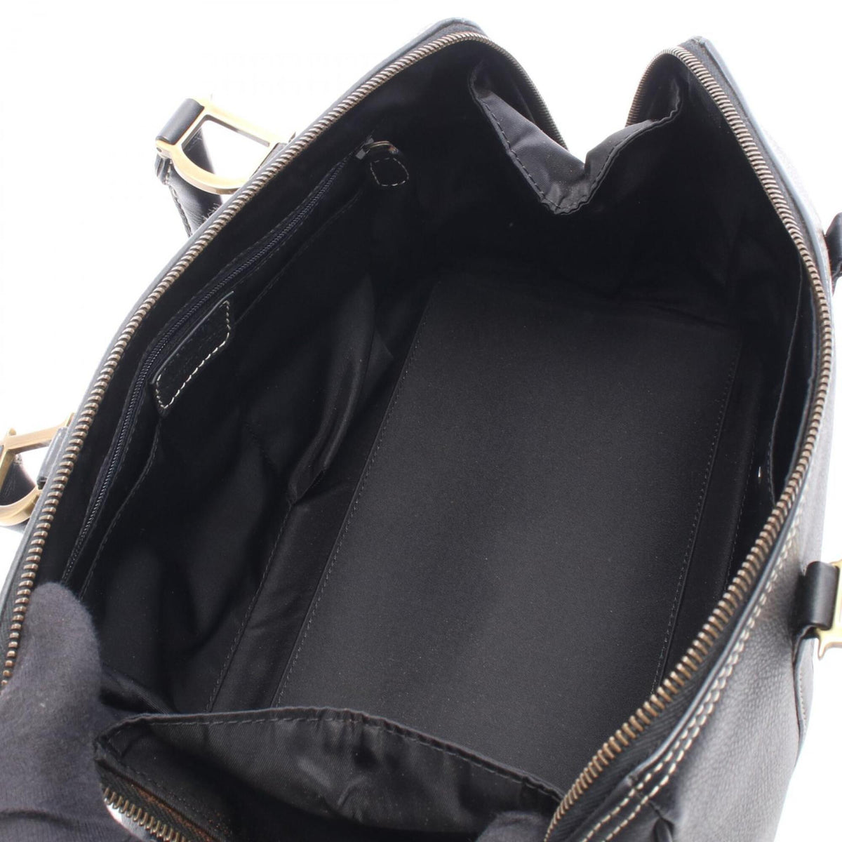 Christian Dior Black Leather Boston Bag Handbag (Pre-Owned)