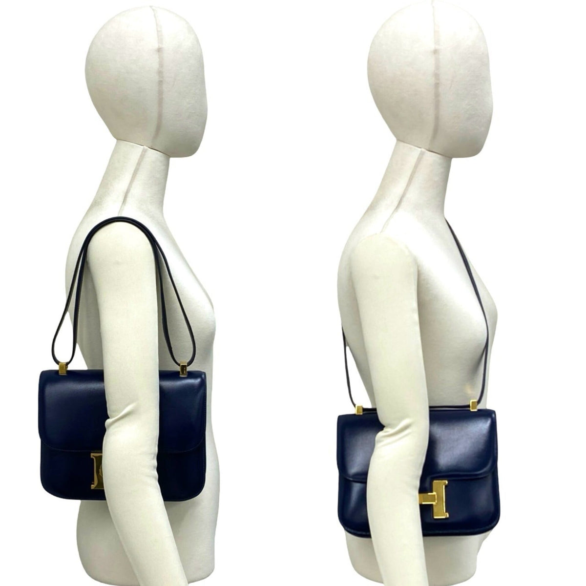 Hermes Navy Box Calf Leather Pochette Shoulder Bag (Pre-Owned)