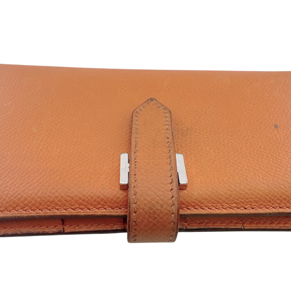 Hermes Bearn Orange Epsom Leather Long Wallet (Bi-Fold) (Pre-Owned)