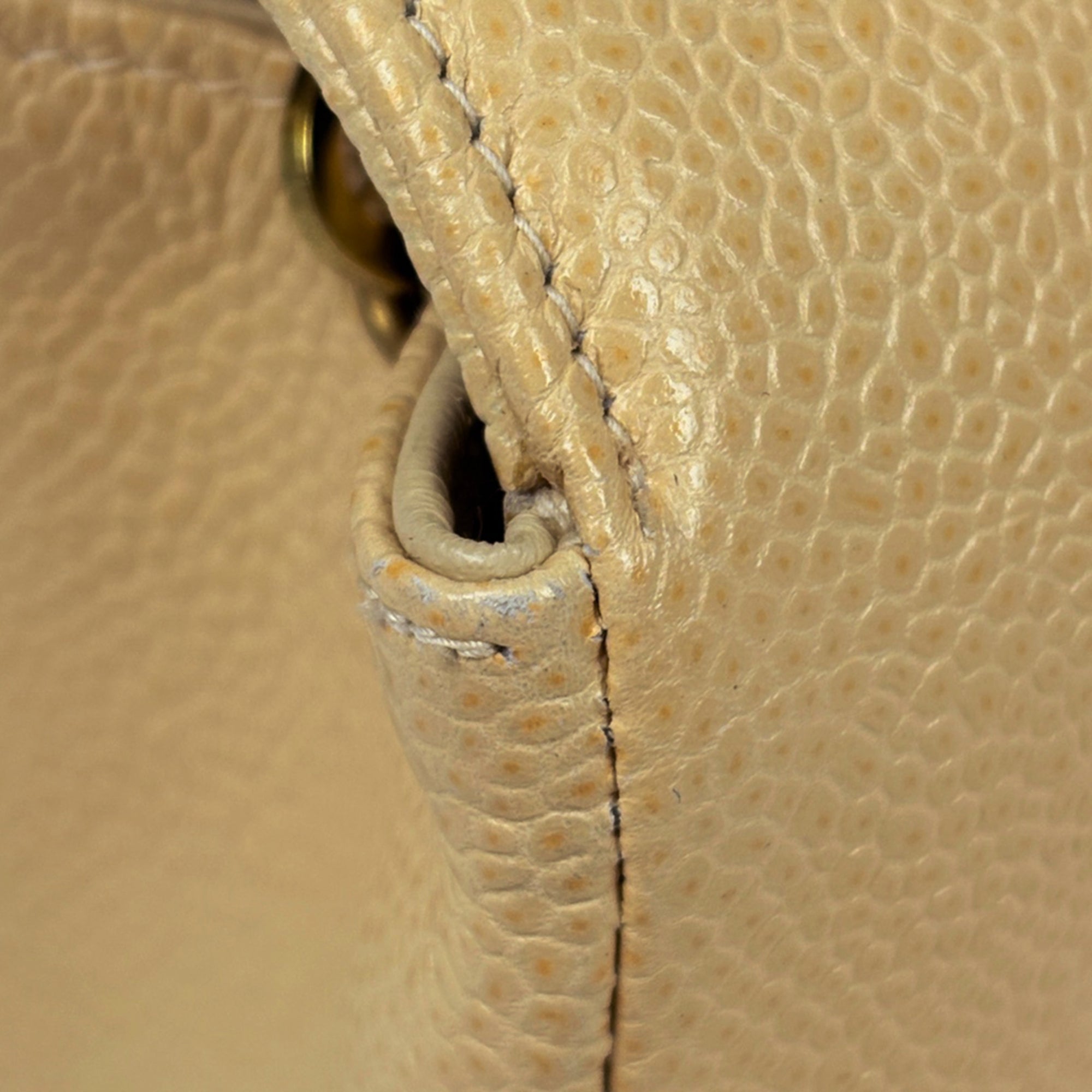 Chanel Beige Grained Calfskin Shoulder Bag (Pre-Owned)