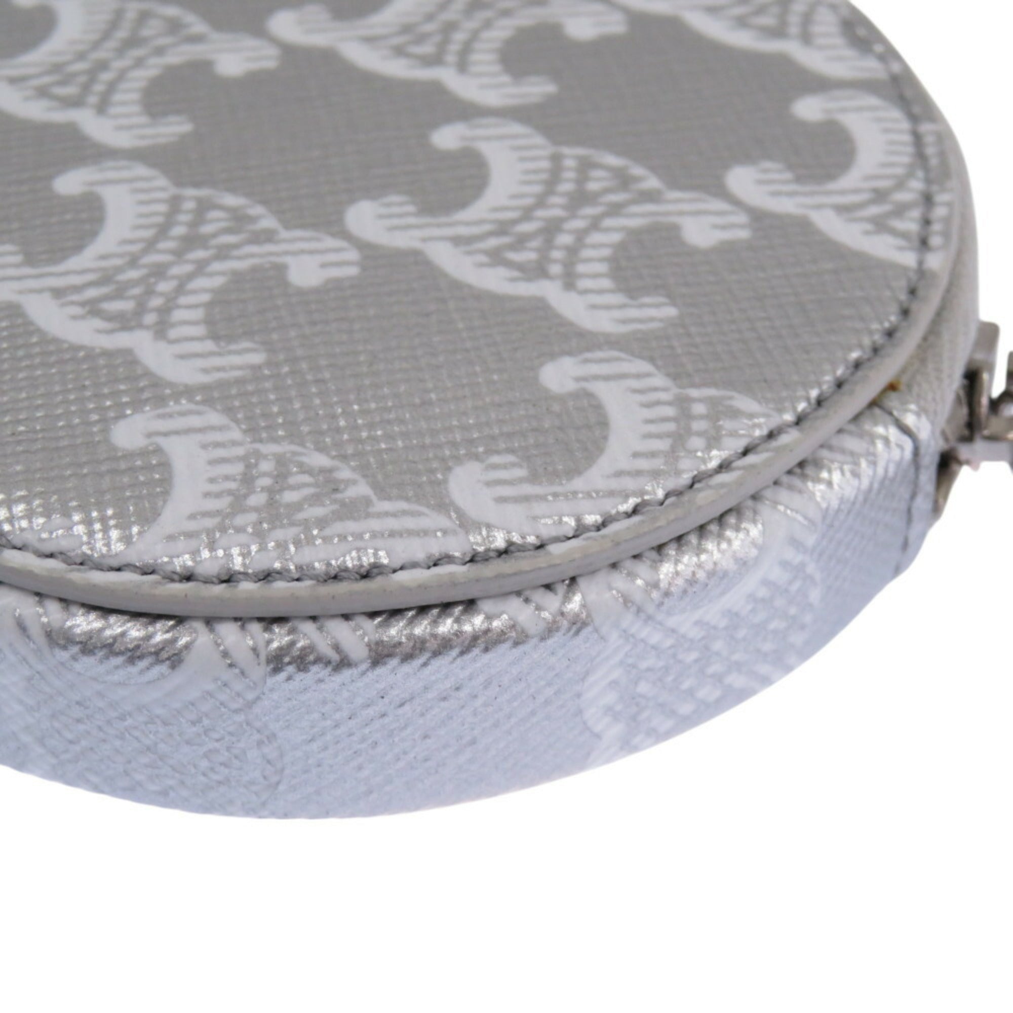 Celine Silver White Leather Coin Purse/Coin Case (Pre-Owned)