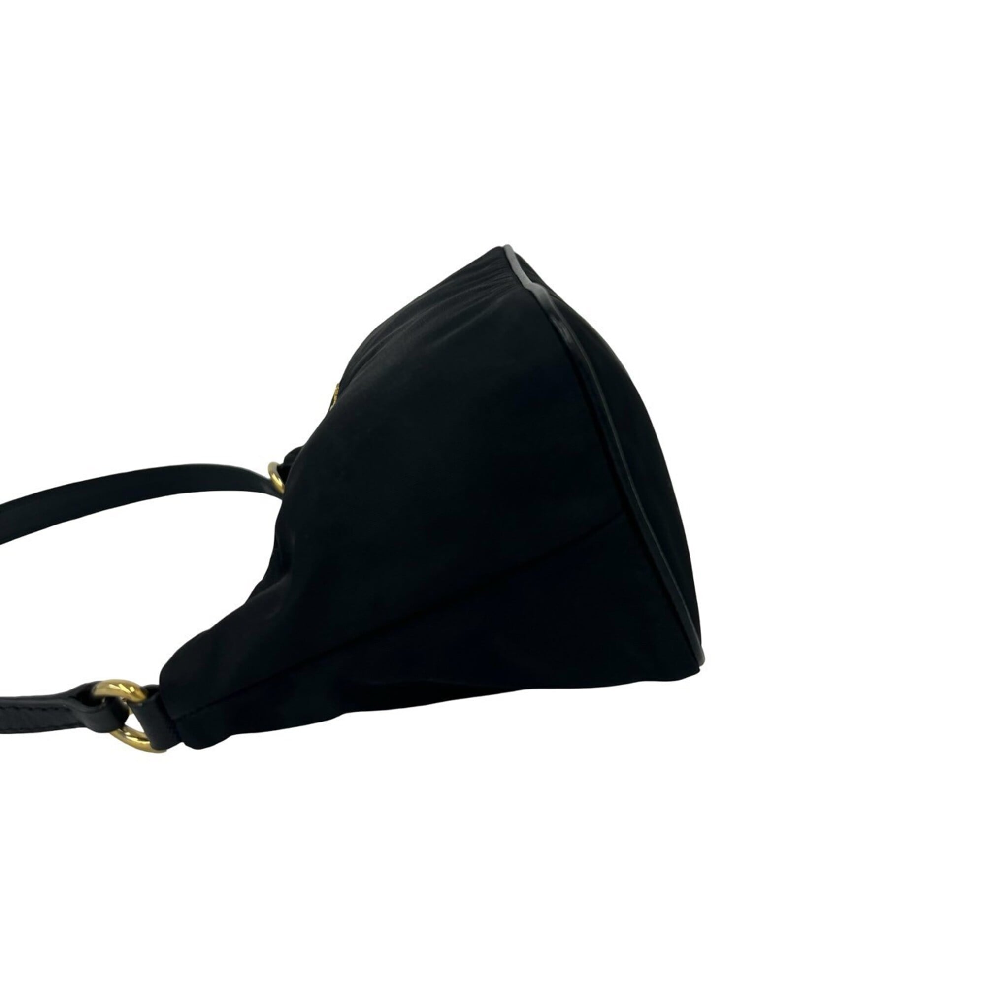 Prada Black Leather Nylon Handbag Pouch (Pre-Owned)