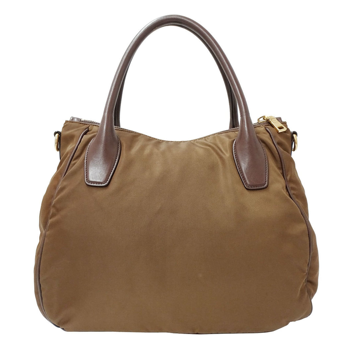 Prada Brown Nylon Handbag Shoulder Bag (Pre-Owned)