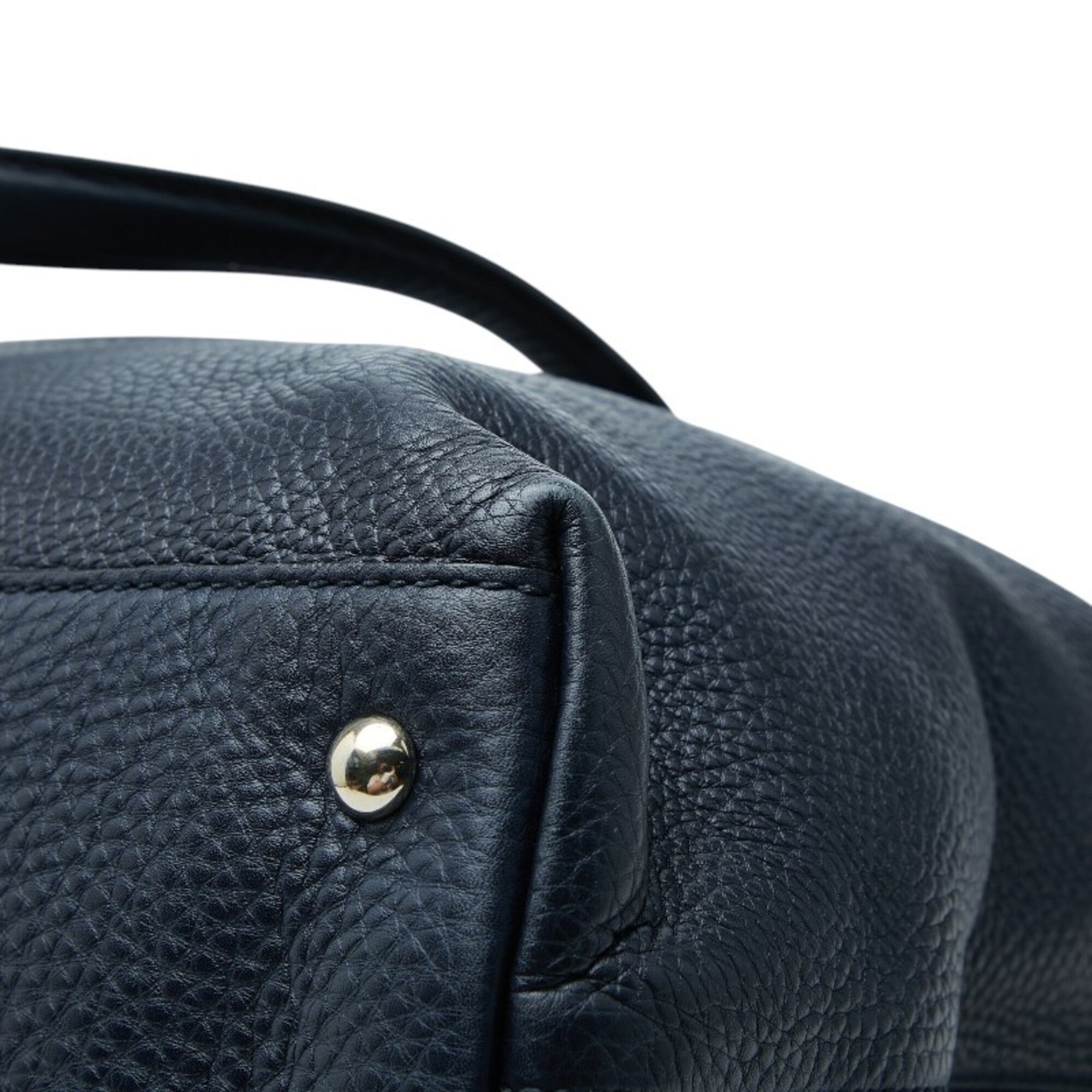 Gucci Navy Leather Shoulder Bag Tote Bag (Pre-Owned)