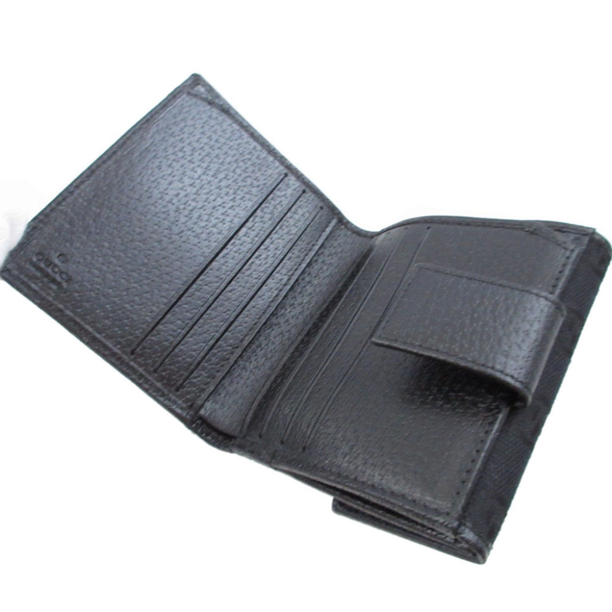 Gucci Black Gg Canvas Leather Wallet (Bi-Fold) (Pre-Owned)