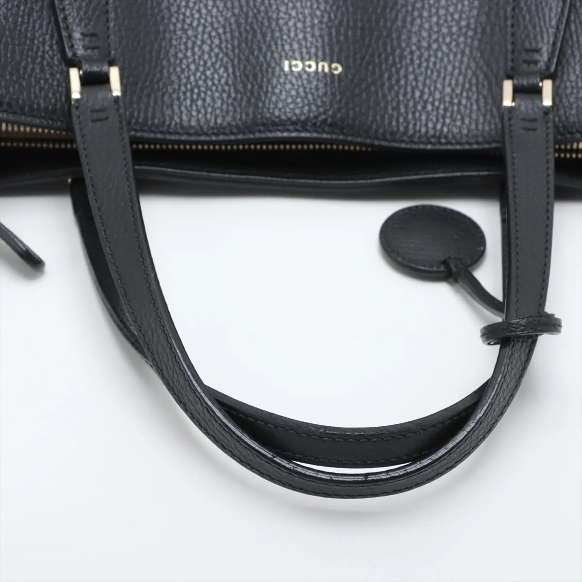 Gucci Black Leather Handbag Shoulder Bag Tote Bag (Pre-Owned)