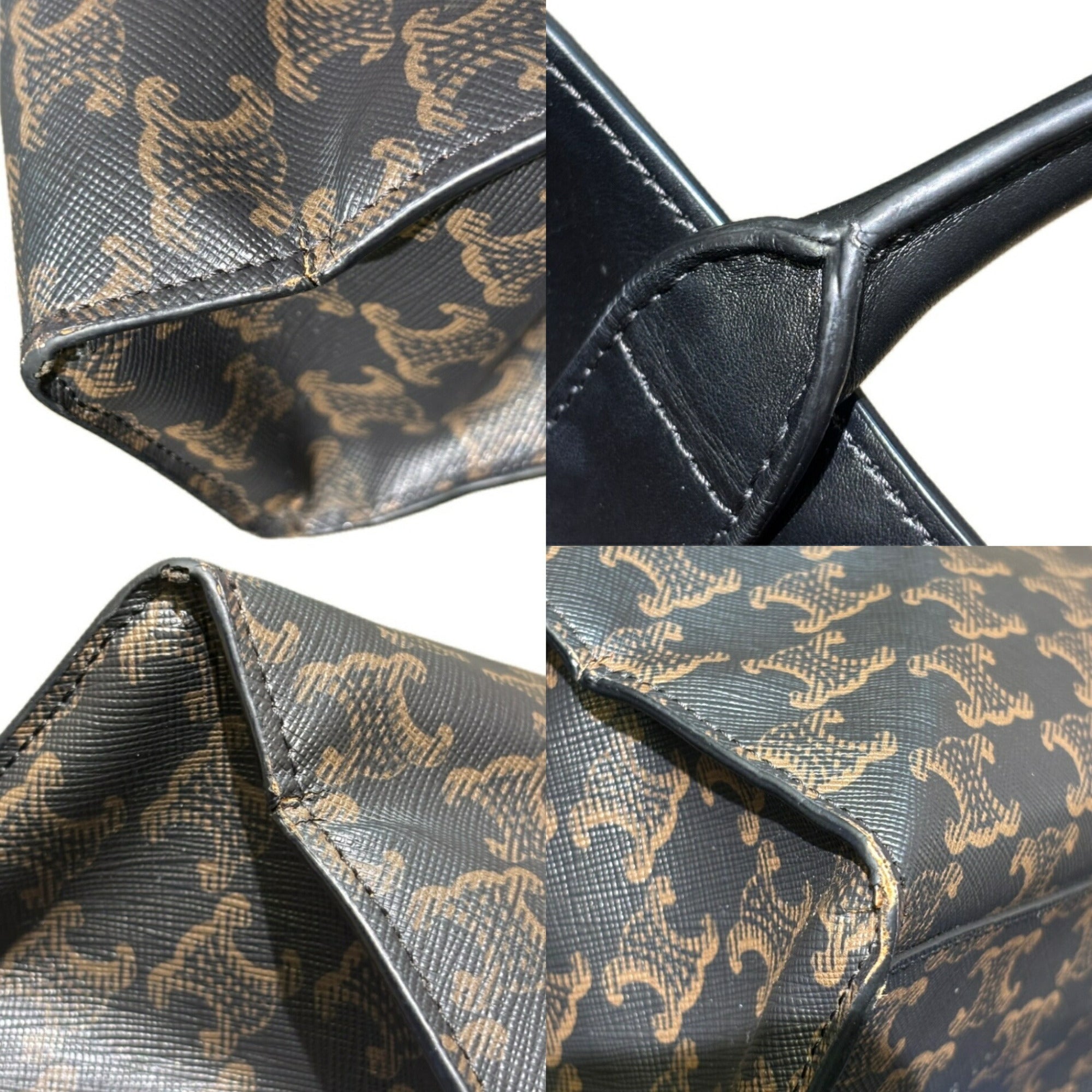 Celine Black Brown Coated Canvas Leather Tote Bag (Pre-Owned)