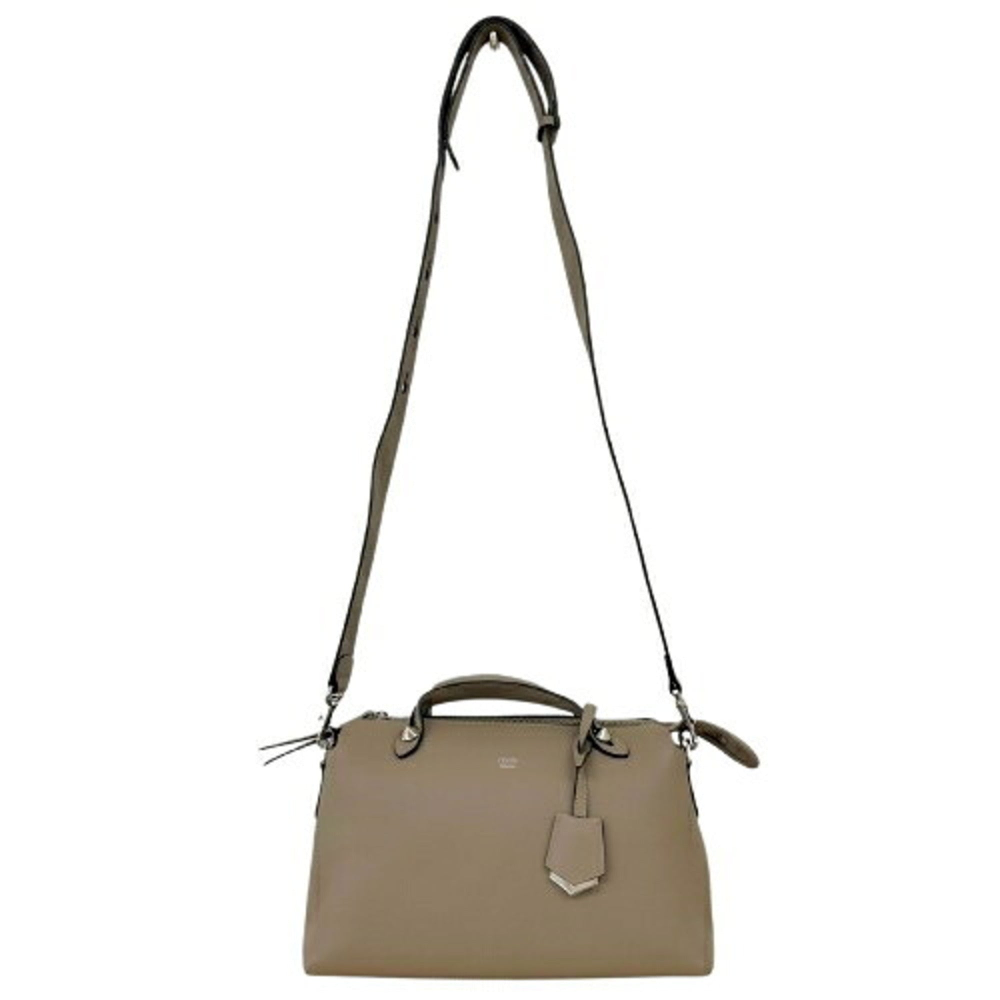 Fendi By The Way Light Gray Leather Handbag Shoulder Bag (Pre-Owned)