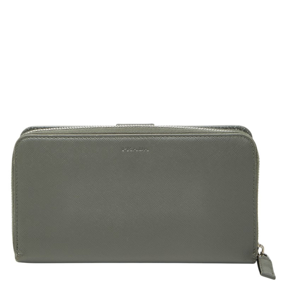 Prada Gray Saffiano Triangle Leather Long Wallet (Bi-Fold) (Pre-Owned)
