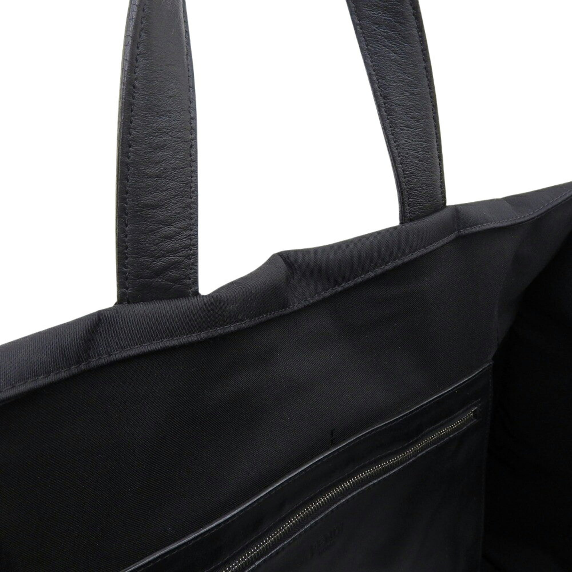 Fendi Black Nylon Leather Tote Bag (Pre-Owned)