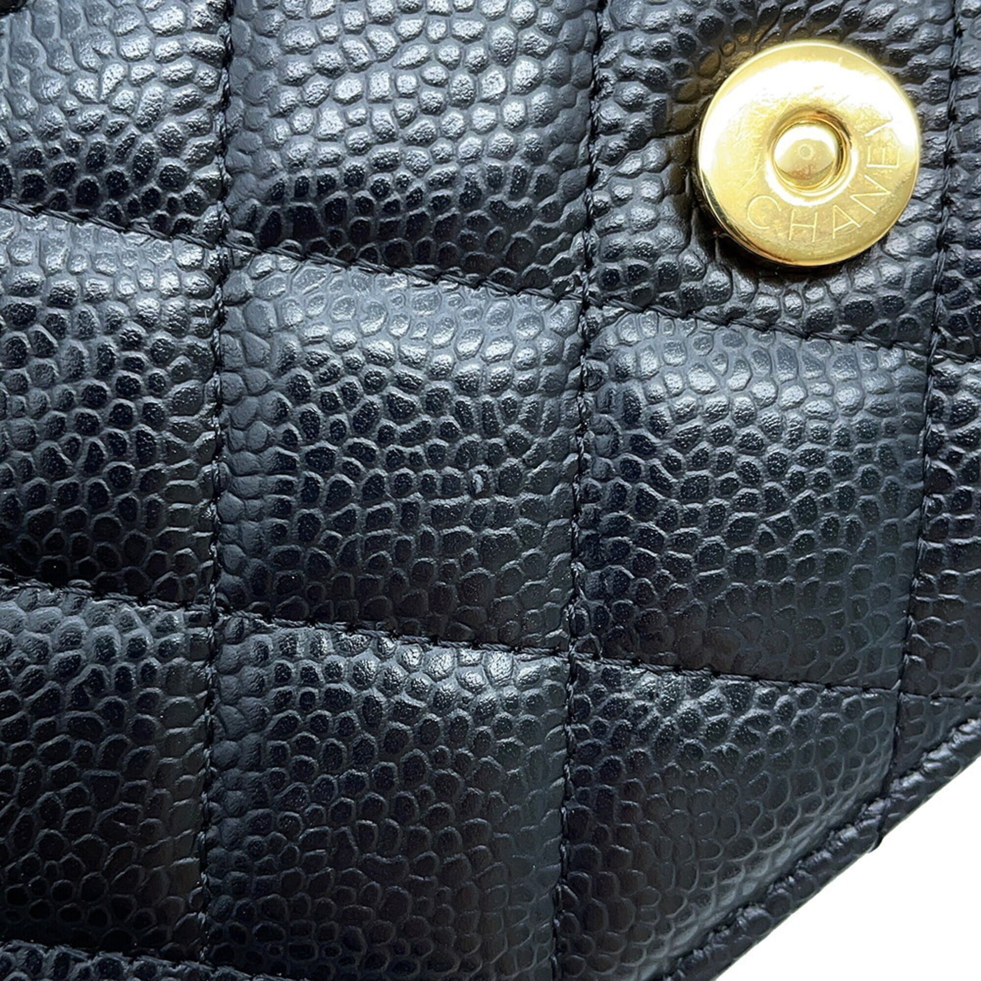 Chanel Black Grained Calfskin Chain/Shoulder Wallet (Pre-Owned)