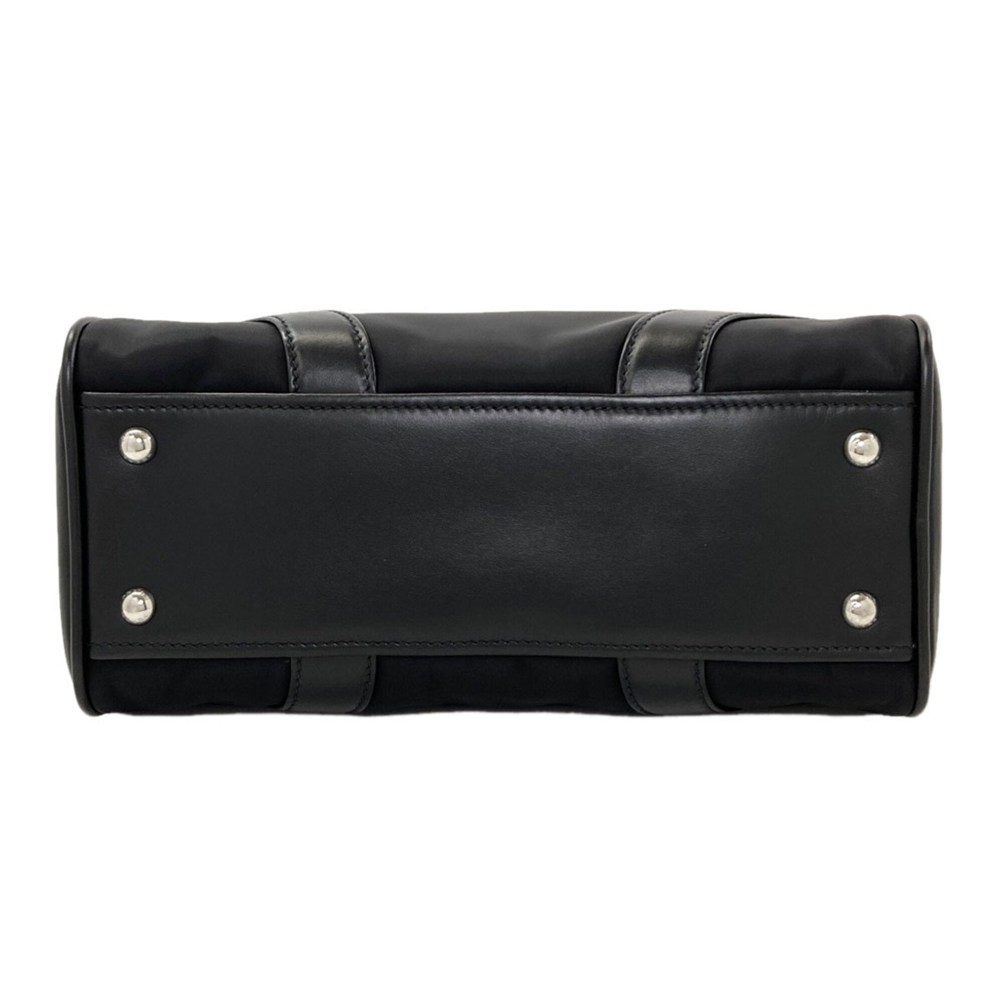 Prada Black Nylon Leather Handbag (Pre-Owned)