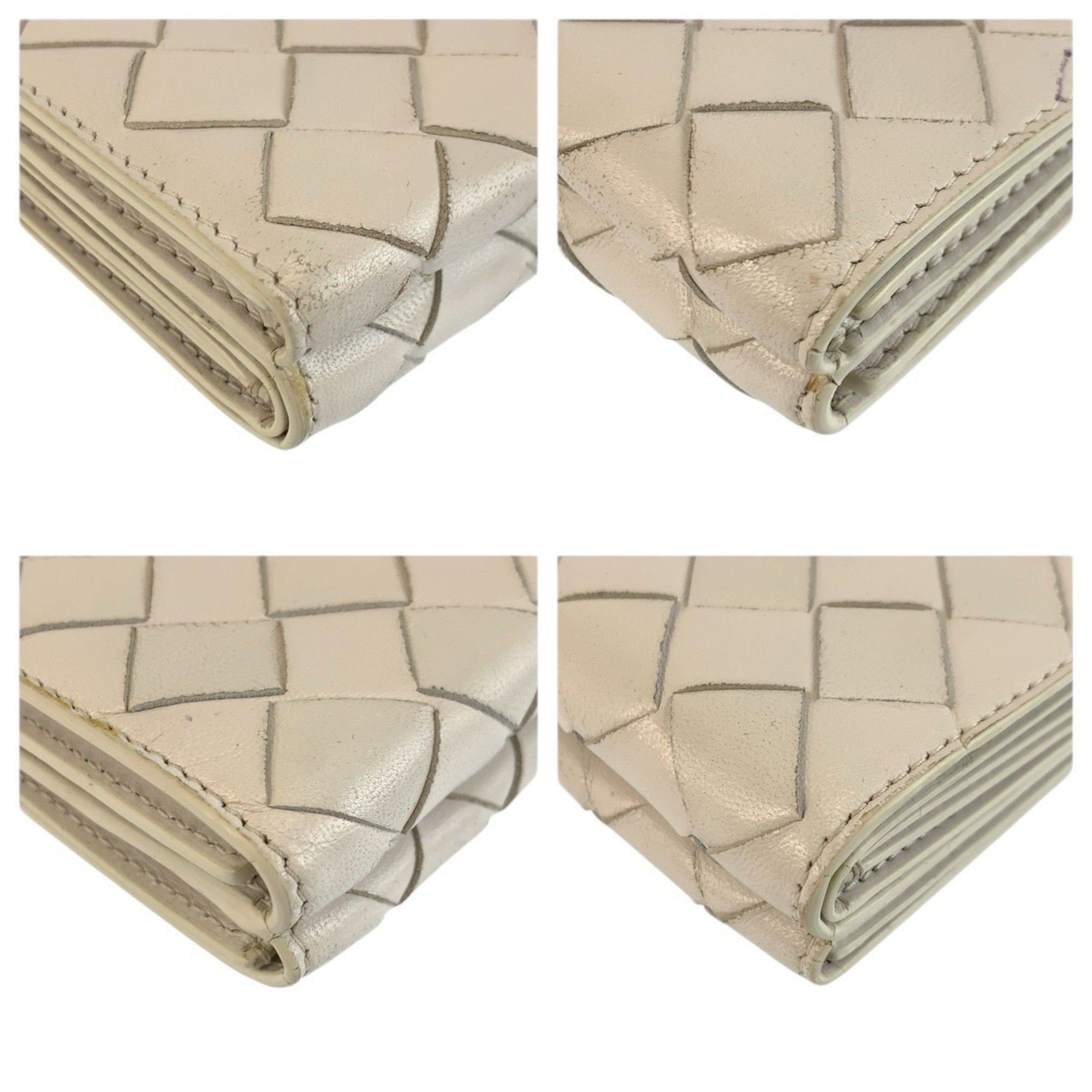 Bottega Veneta White Intrecciato Wallet (Tri-Fold) (Pre-Owned)