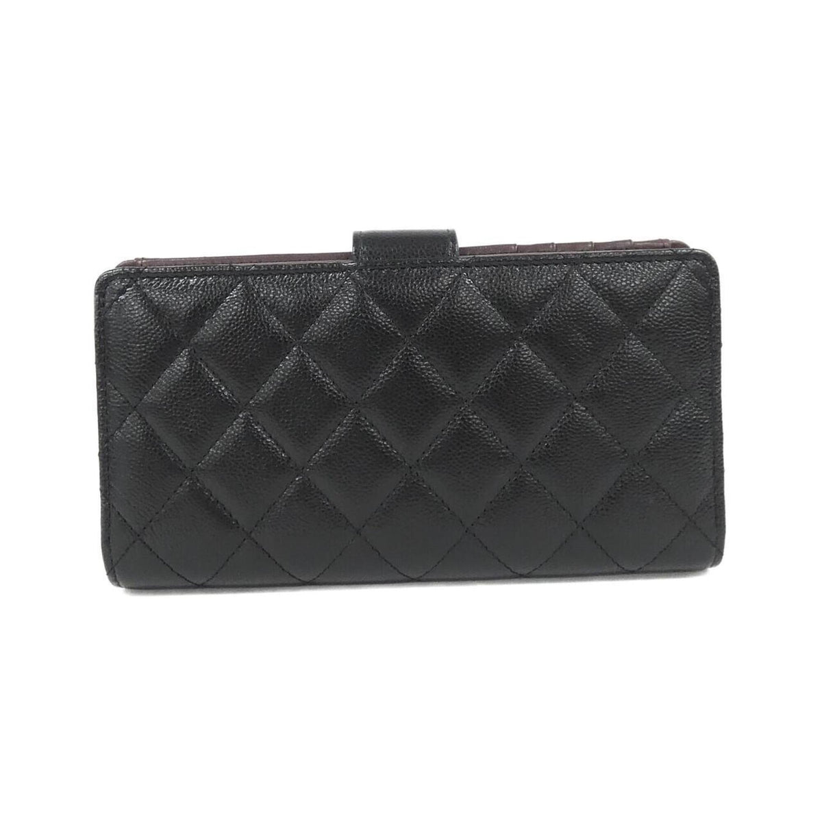 Chanel Black Grained Calfskin Long Wallet (Bi-Fold) (Pre-Owned)