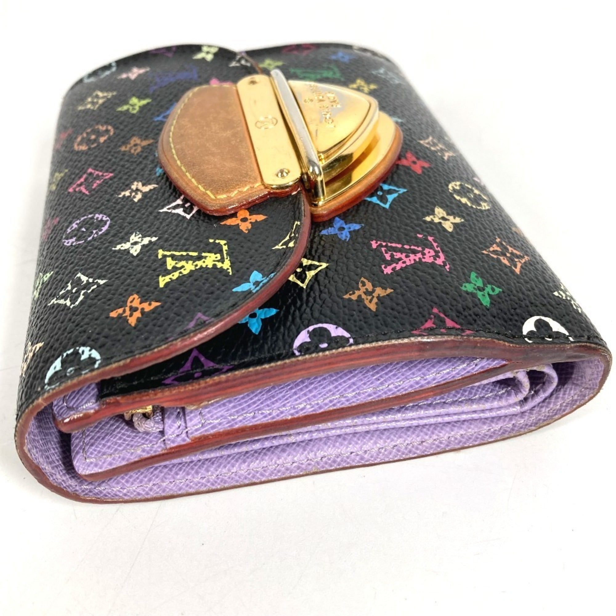 Louis Vuitton Black Multi-Color Purple Violet Monogram Multicolore Wallet (Tri-Fold) (Pre-Owned)