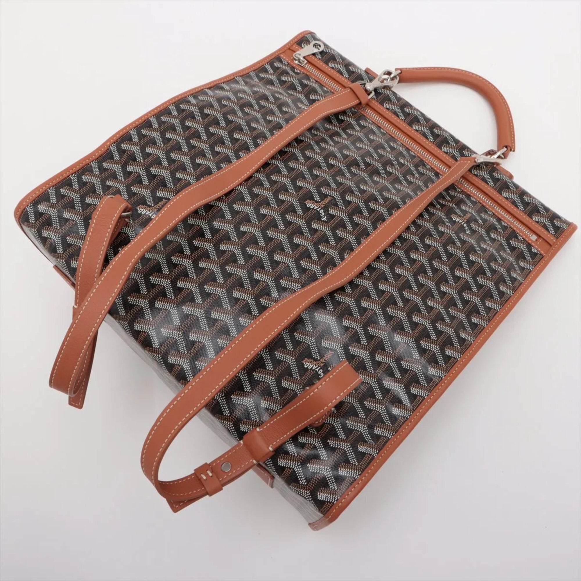 Goyard Brown Leather Coated Canvas Backpack Shoulder Bag (Pre-Owned)