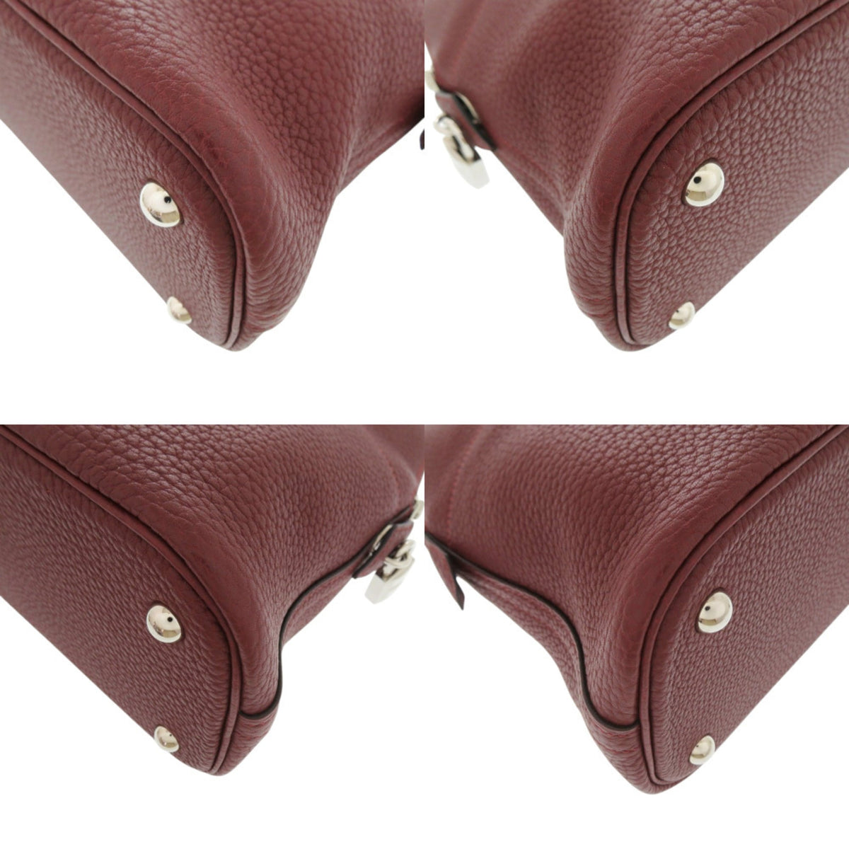 Hermes Rouge H Taurillon Clemence Leather Handbag (Pre-Owned)