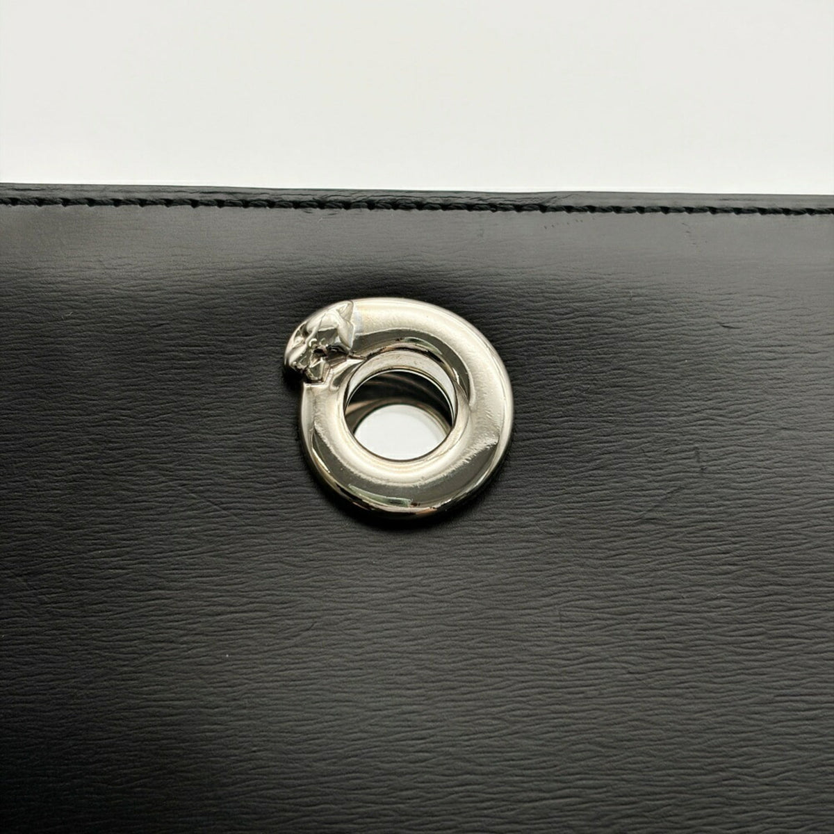 Cartier Panthère Black Leather Shoulder Bag Tote Bag (Pre-Owned)