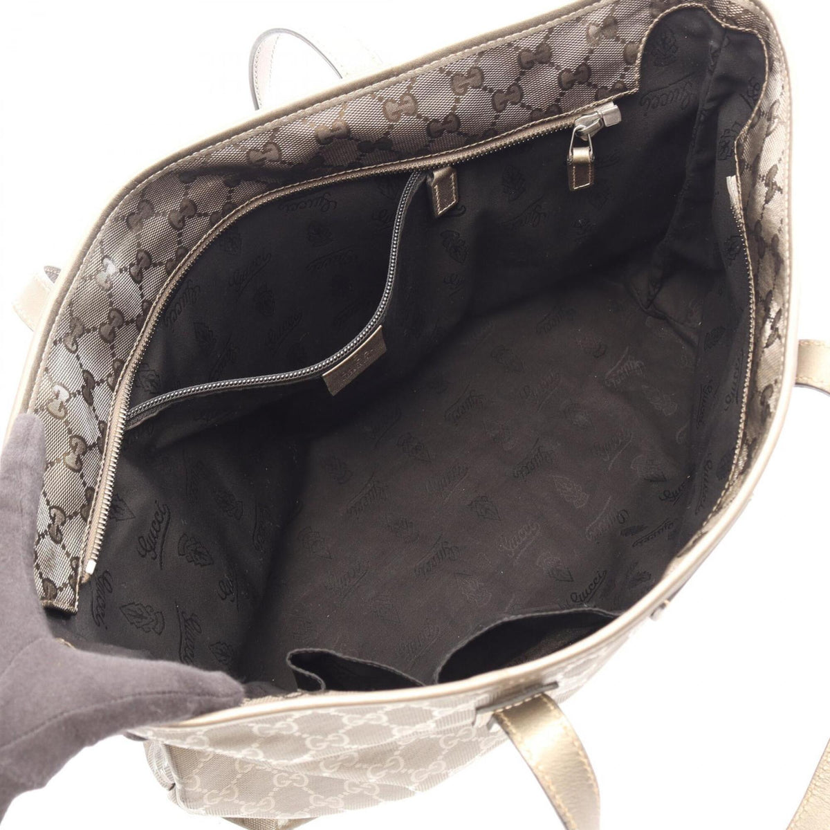 Gucci Gg Imprimé Brown Coated Canvas Leather Handbag Tote Bag (Pre-Owned)