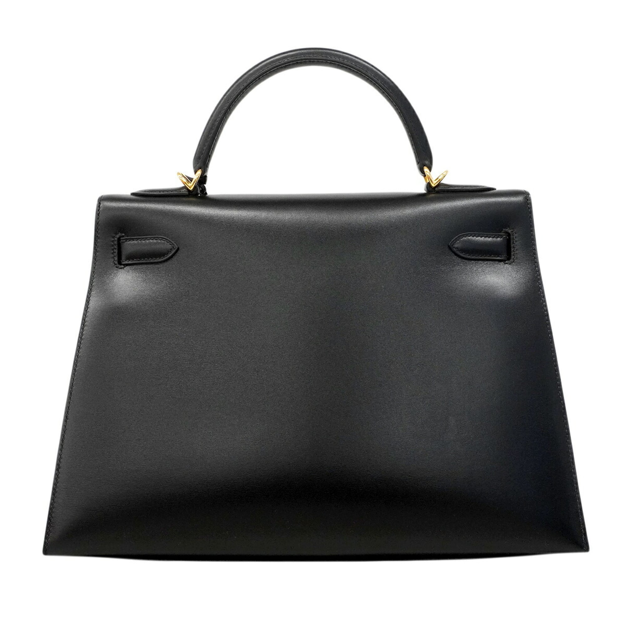 Hermes Black Box Calf Leather Handbag (Pre-Owned)