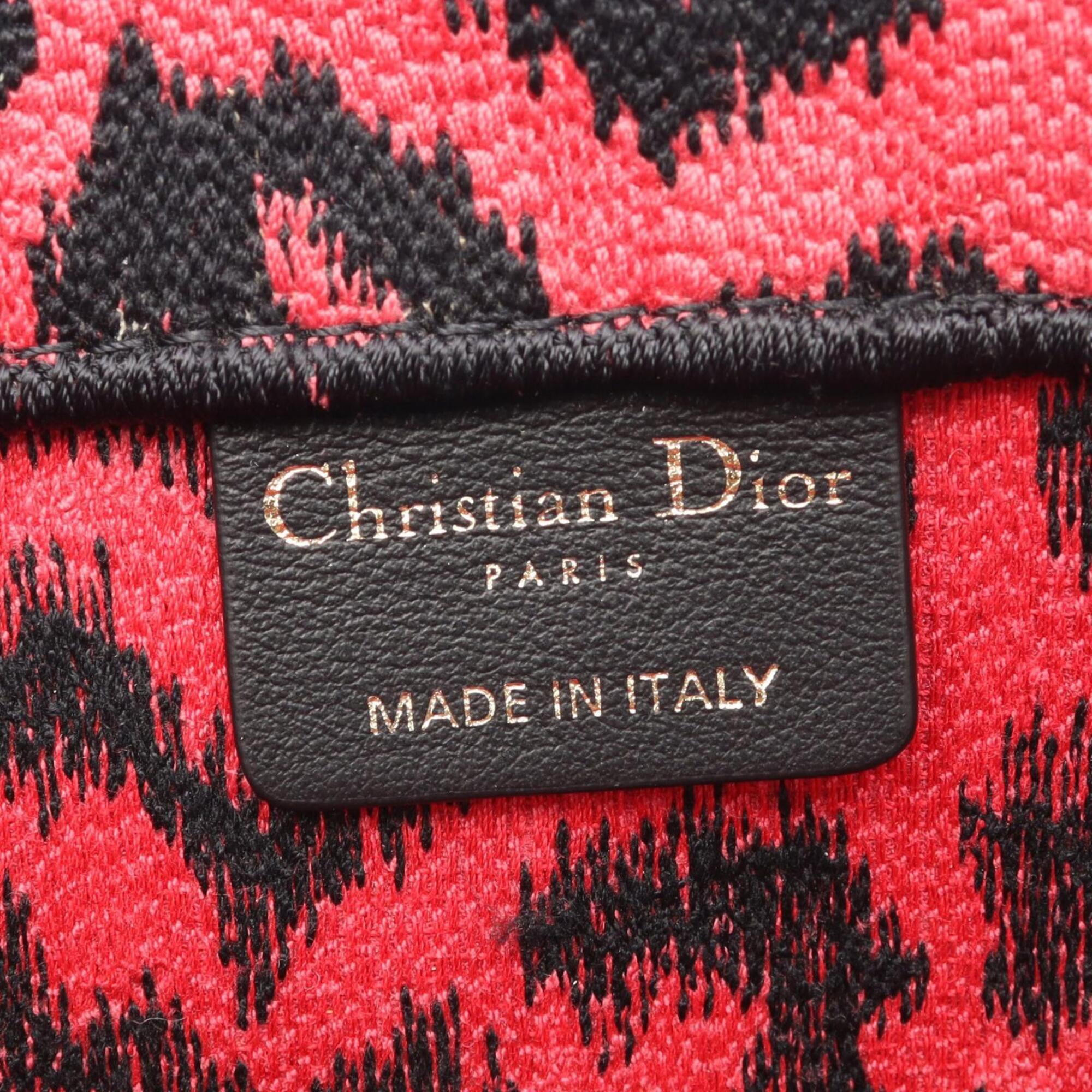 Christian Dior Black Red Color Canvas Handbag Tote Bag (Pre-Owned)