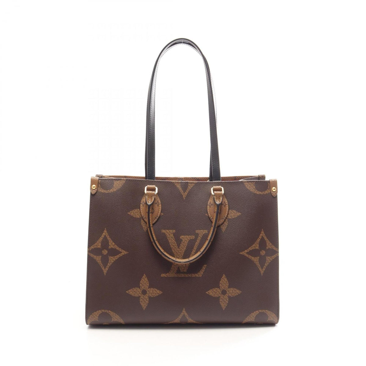 Louis Vuitton Beige Brown Monogram Coated Canvas Leather Handbag Tote Bag (Pre-Owned)
