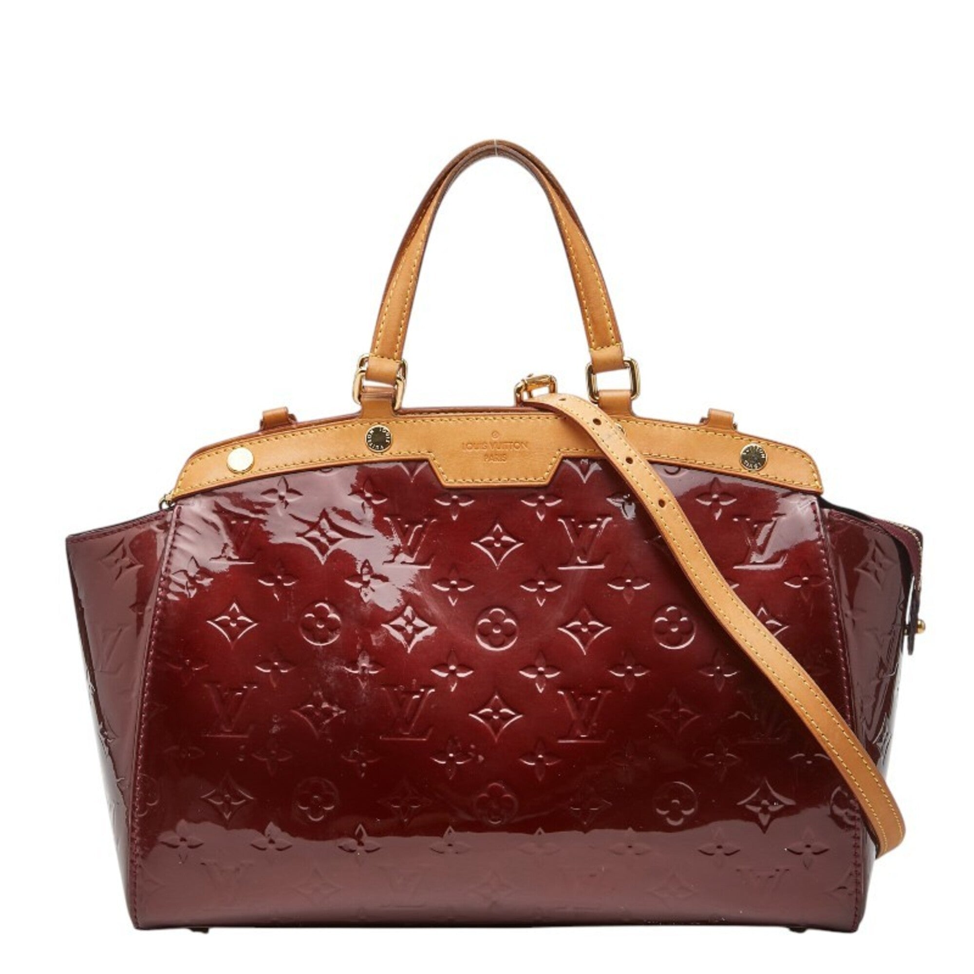 Louis Vuitton Red Color Rouge Rouge Fauviste Wine Patent Leather Handbag Shoulder Bag (Pre-Owned)