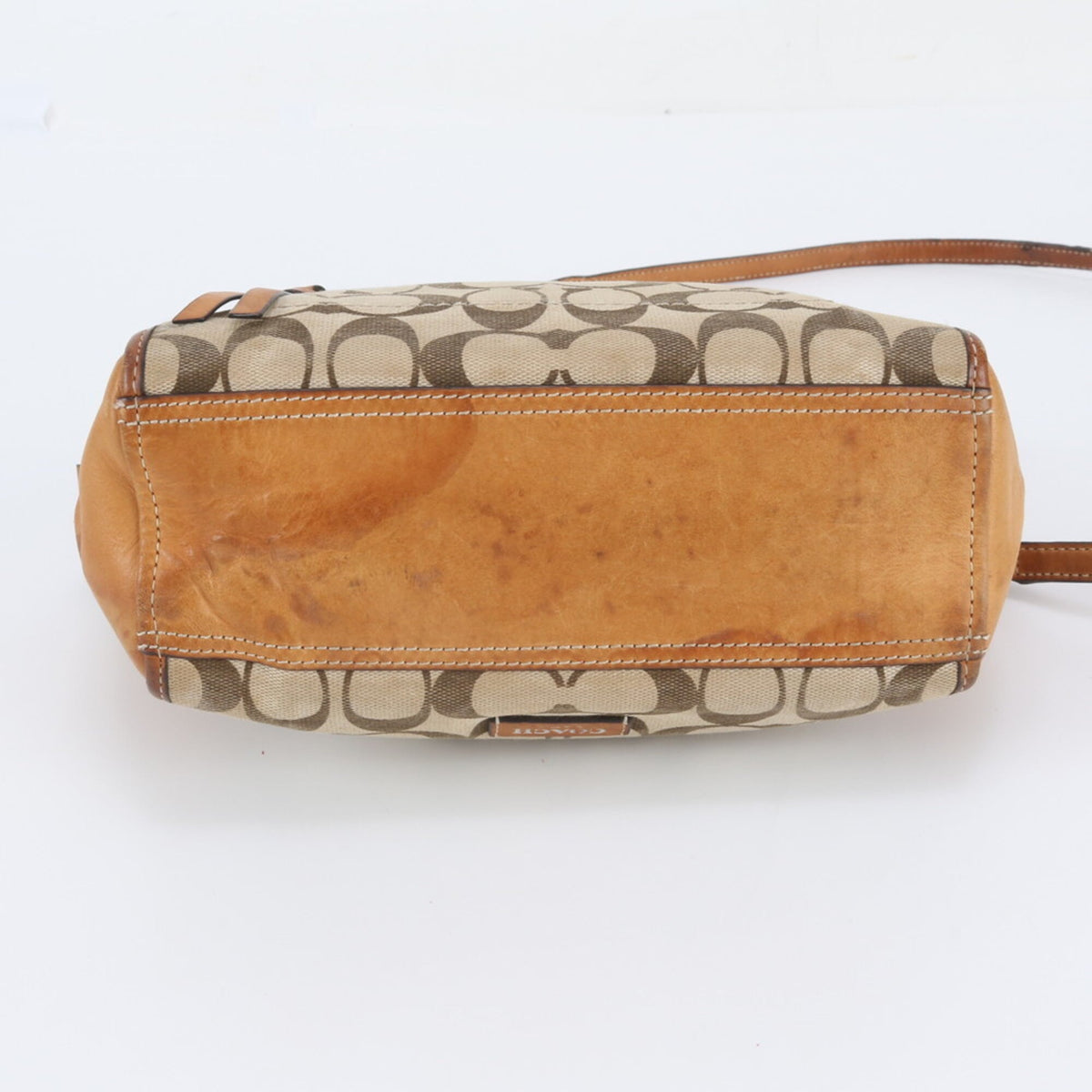 Coach Brown Leather Canvas Handbag Shoulder Bag (Pre-Owned)