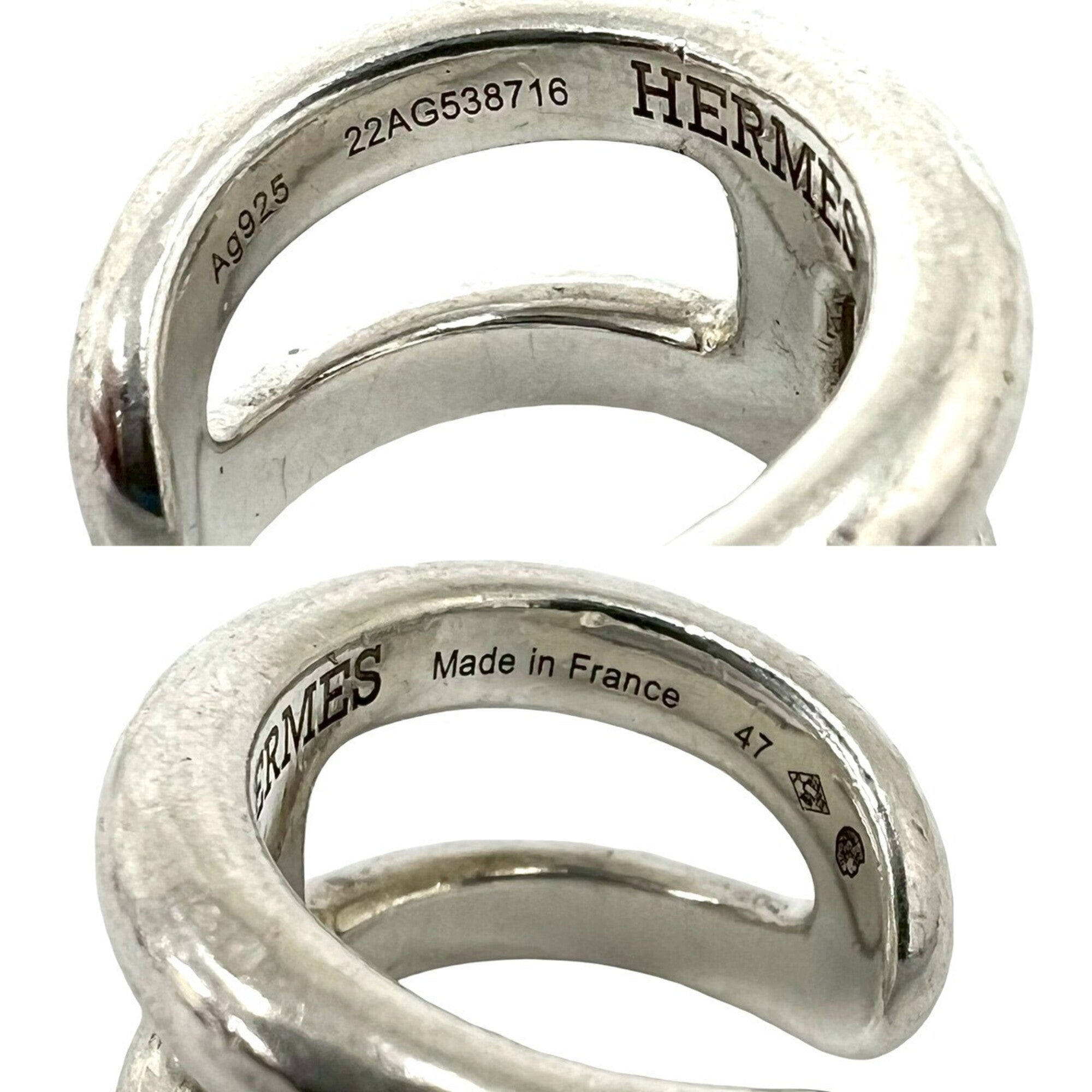 Hermes Silver Silver 925 Band Ring (Pre-Owned)