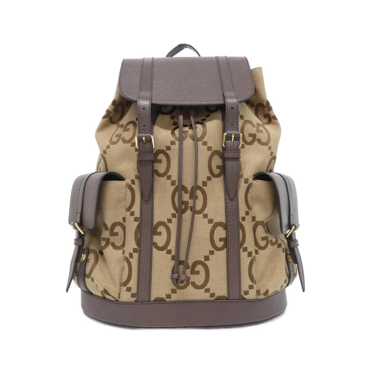 Gucci Brown Camel Gg Canvas Leather Backpack (Pre-Owned)