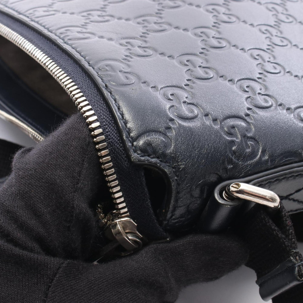 Gucci Navy Leather Handbag Shoulder Bag (Pre-Owned)