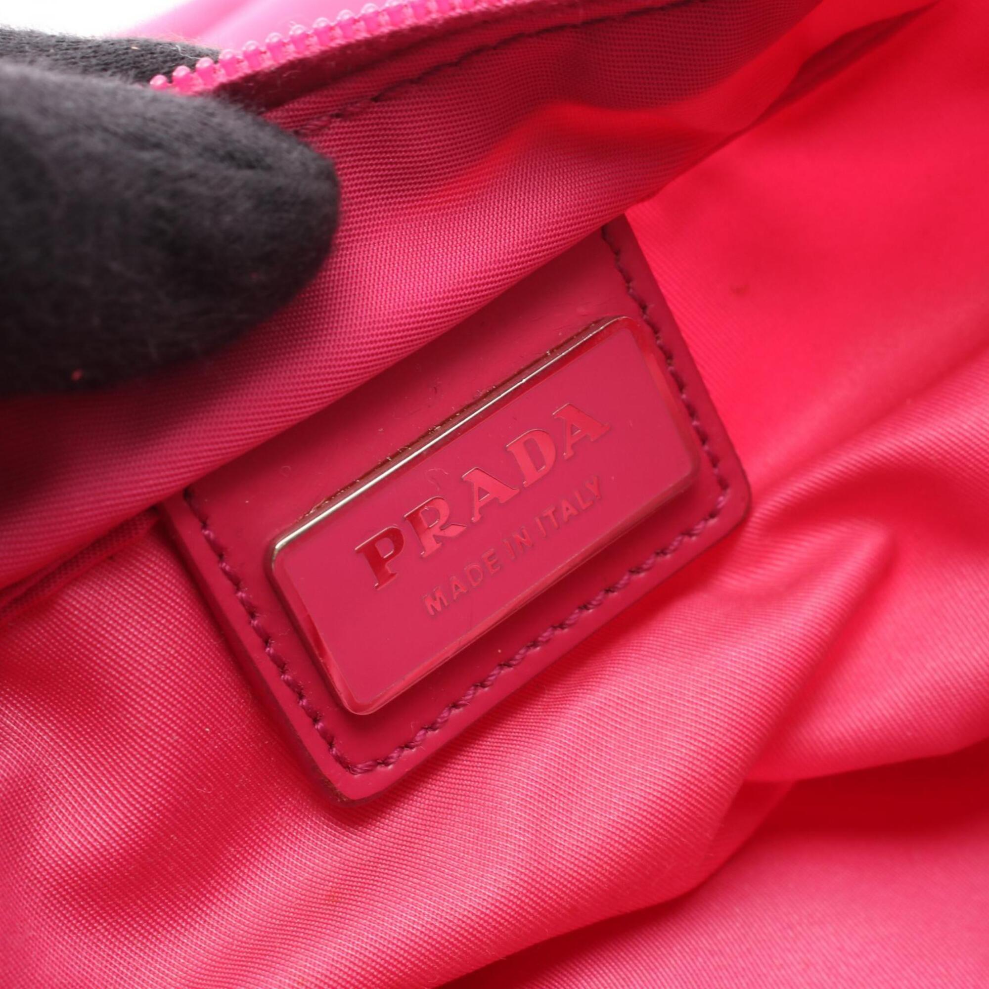 Prada Pink Leather Nylon Handbag Shoulder Bag (Pre-Owned)