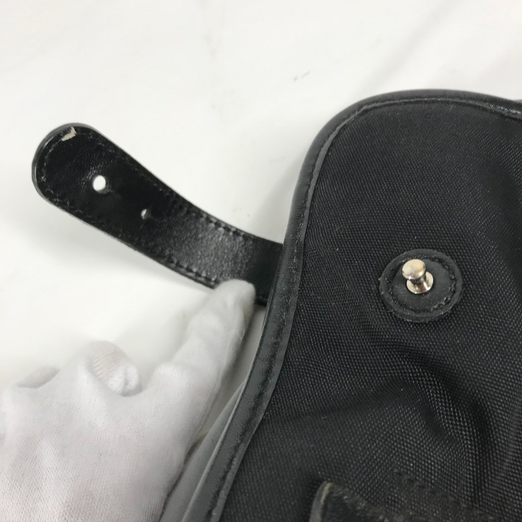 Gucci Black Nylon Leather Handbag Tote Bag (Pre-Owned)
