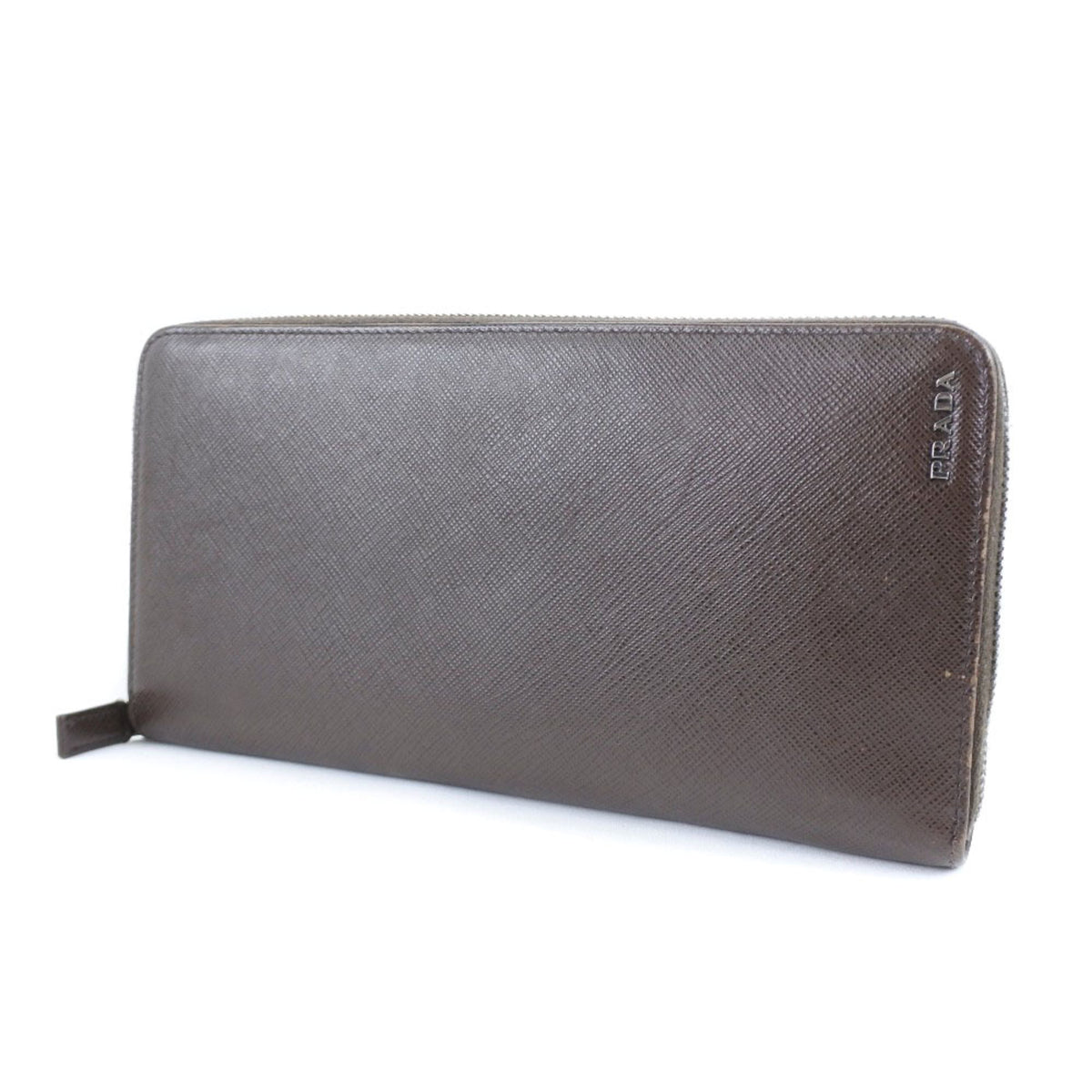 Prada Saffiano Caffe Dark Brown Nero Saffiano Long Wallet (Bi-Fold) (Pre-Owned)