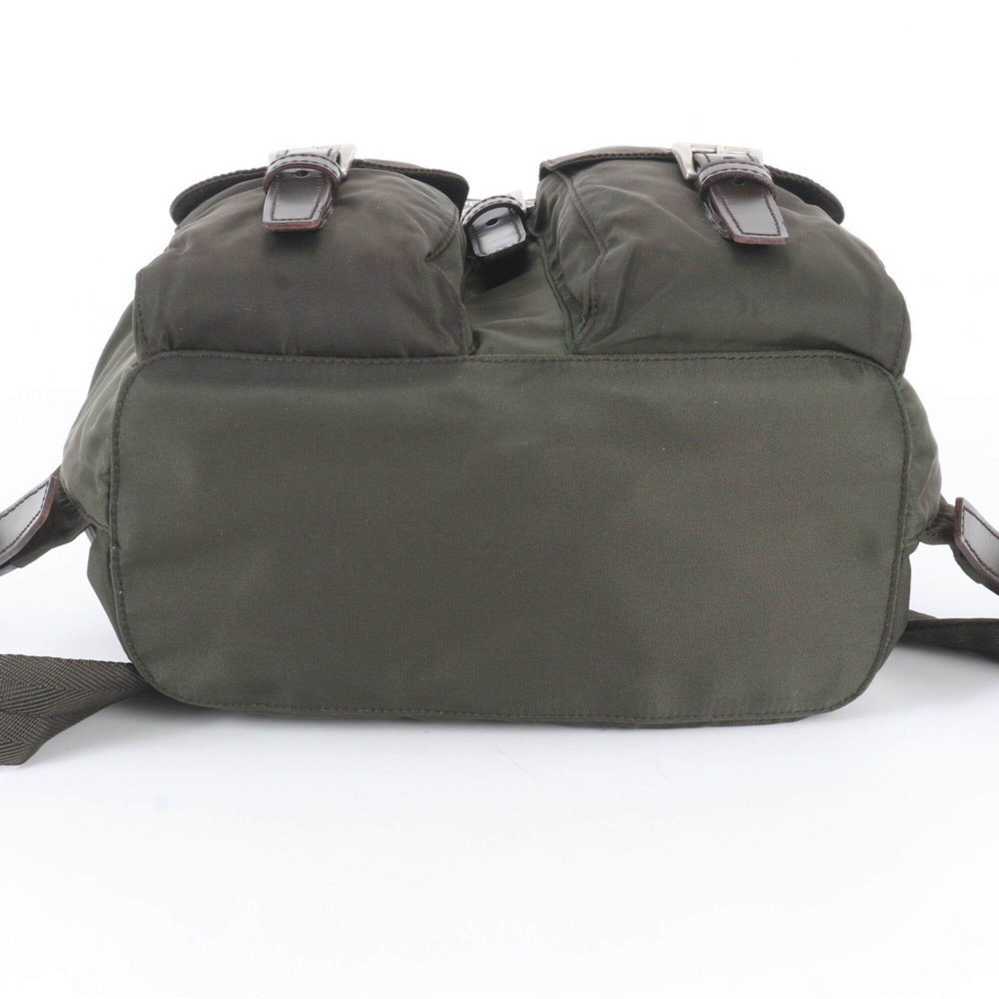 Prada Green Khaki Nylon Leather Backpack (Pre-Owned)